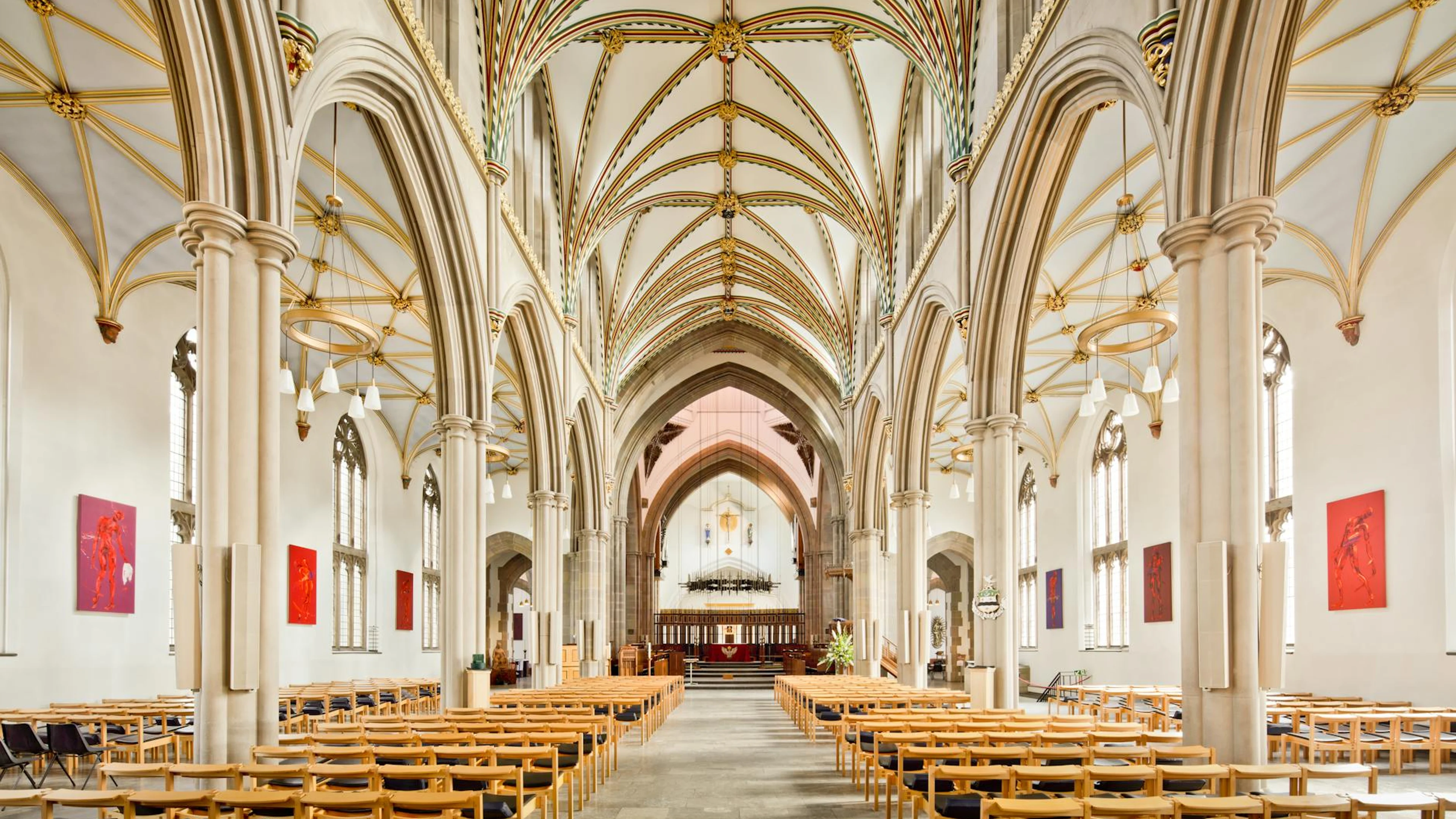 Stunning view of Blackburn Cathedral's gothic interior featuring ornate arches a - free 4K Ultra HD architecture wallpaper for desktop