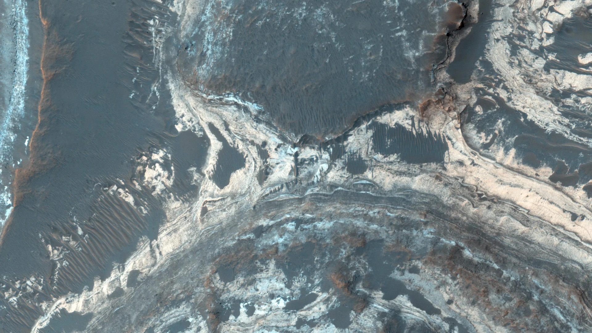 Colorful Sediments near Hellas Basin - free hd aurora wallpaper for desktop