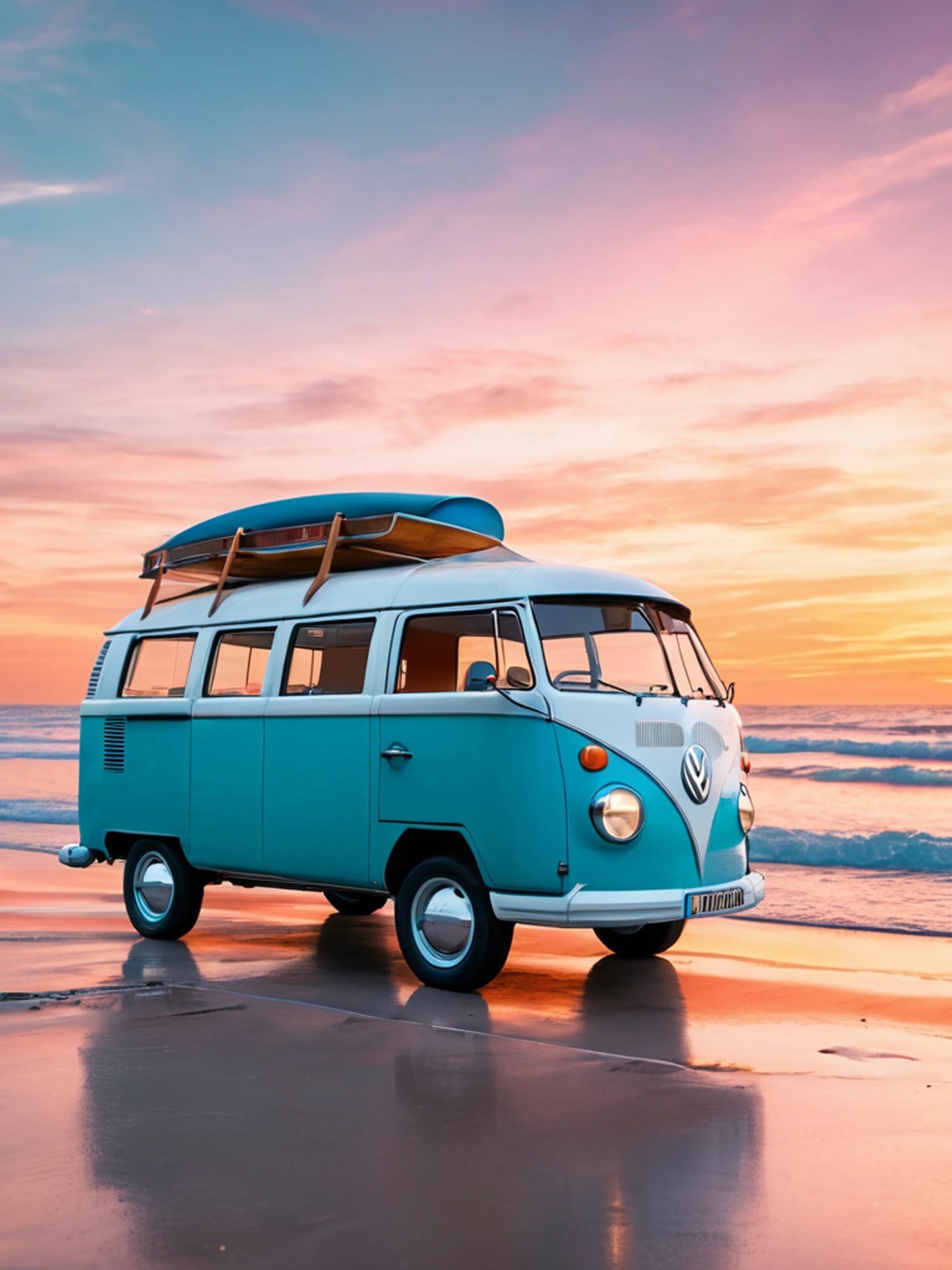 Classic VW Van Beach - free Tablet cars wallpaper for phone