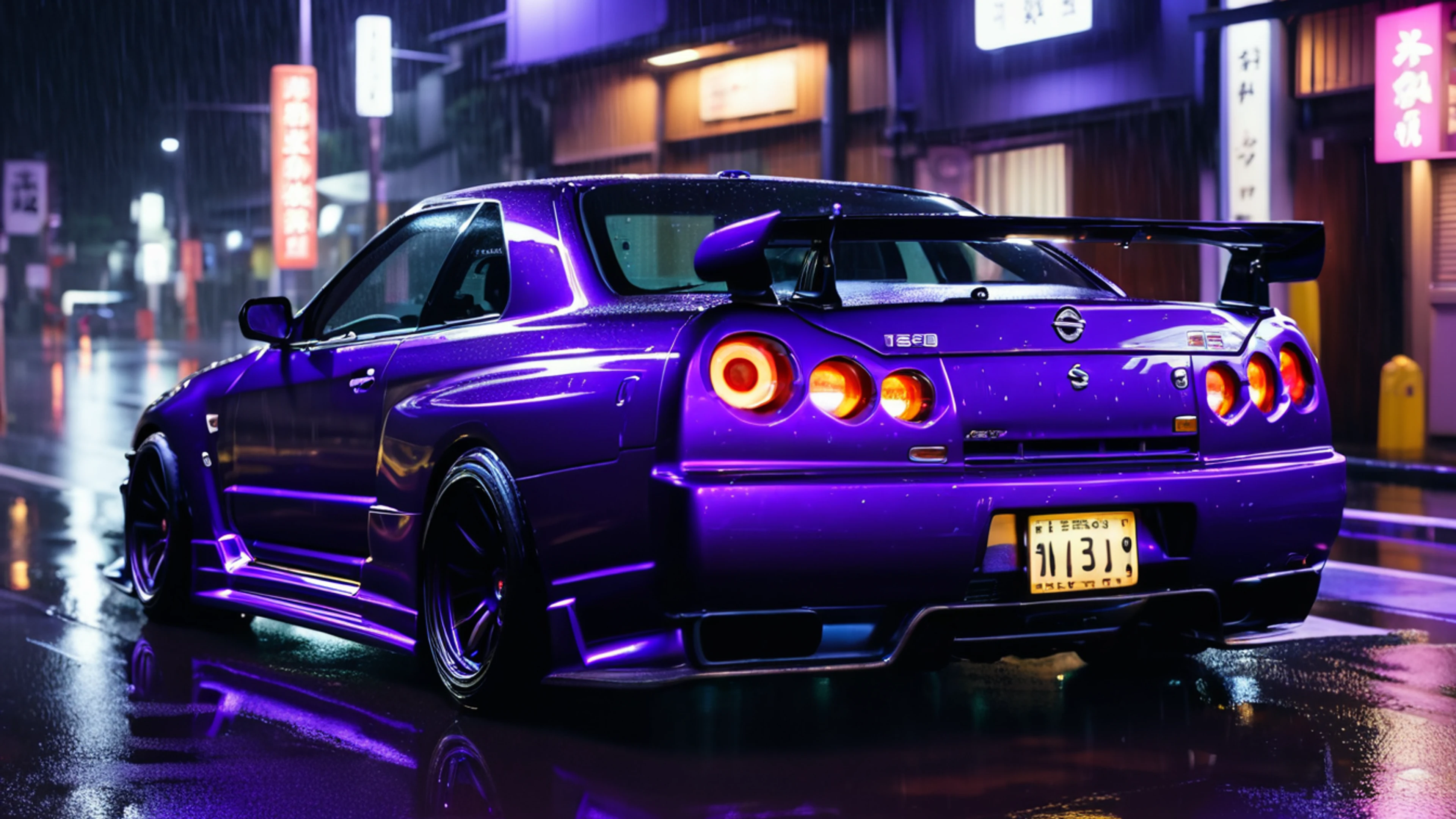 JDM Skyline GTR Night - free 4K Ultra HD cars wallpaper for desktop