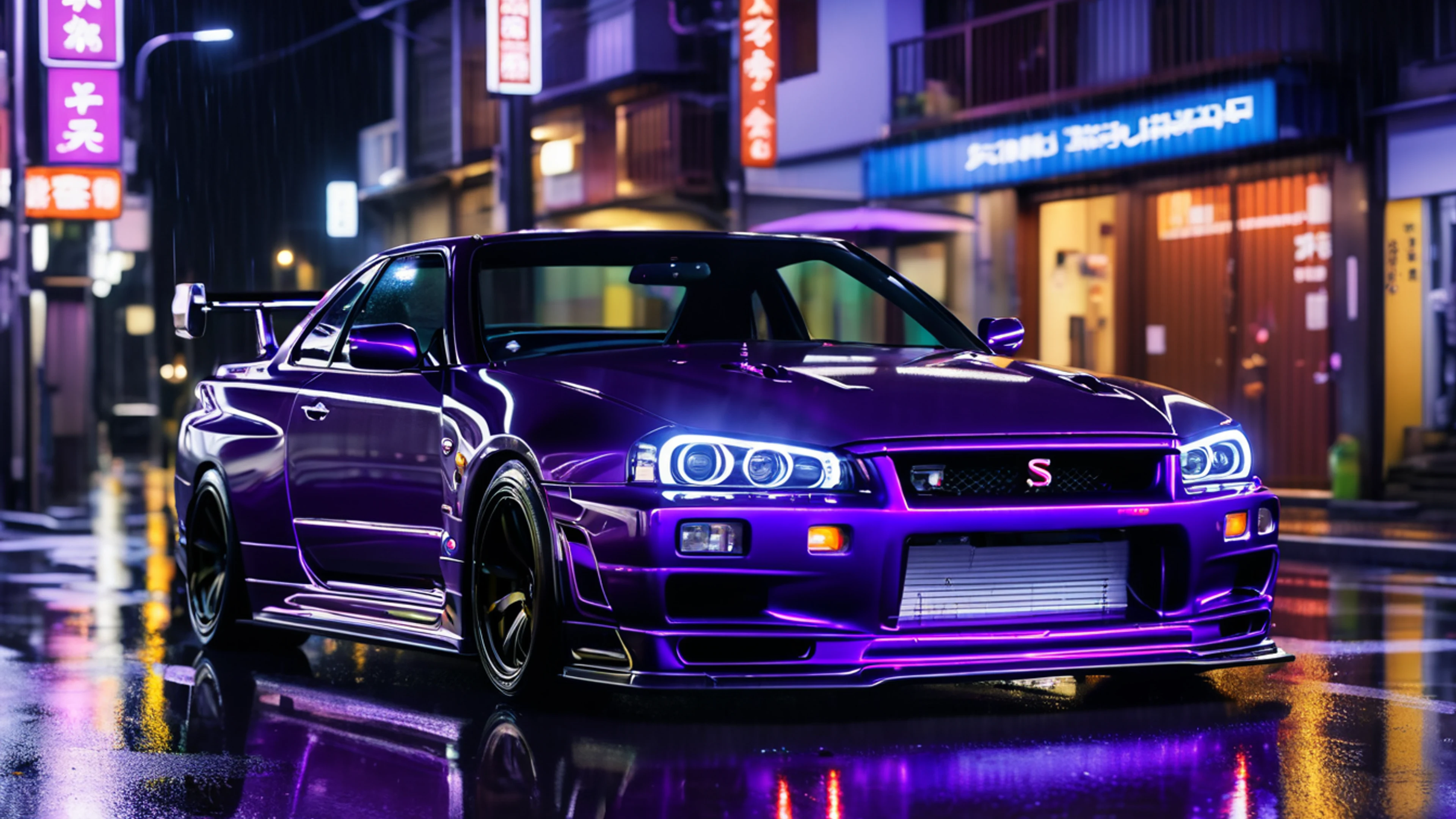 JDM Skyline GTR Night - free 4K Ultra HD cars wallpaper for desktop