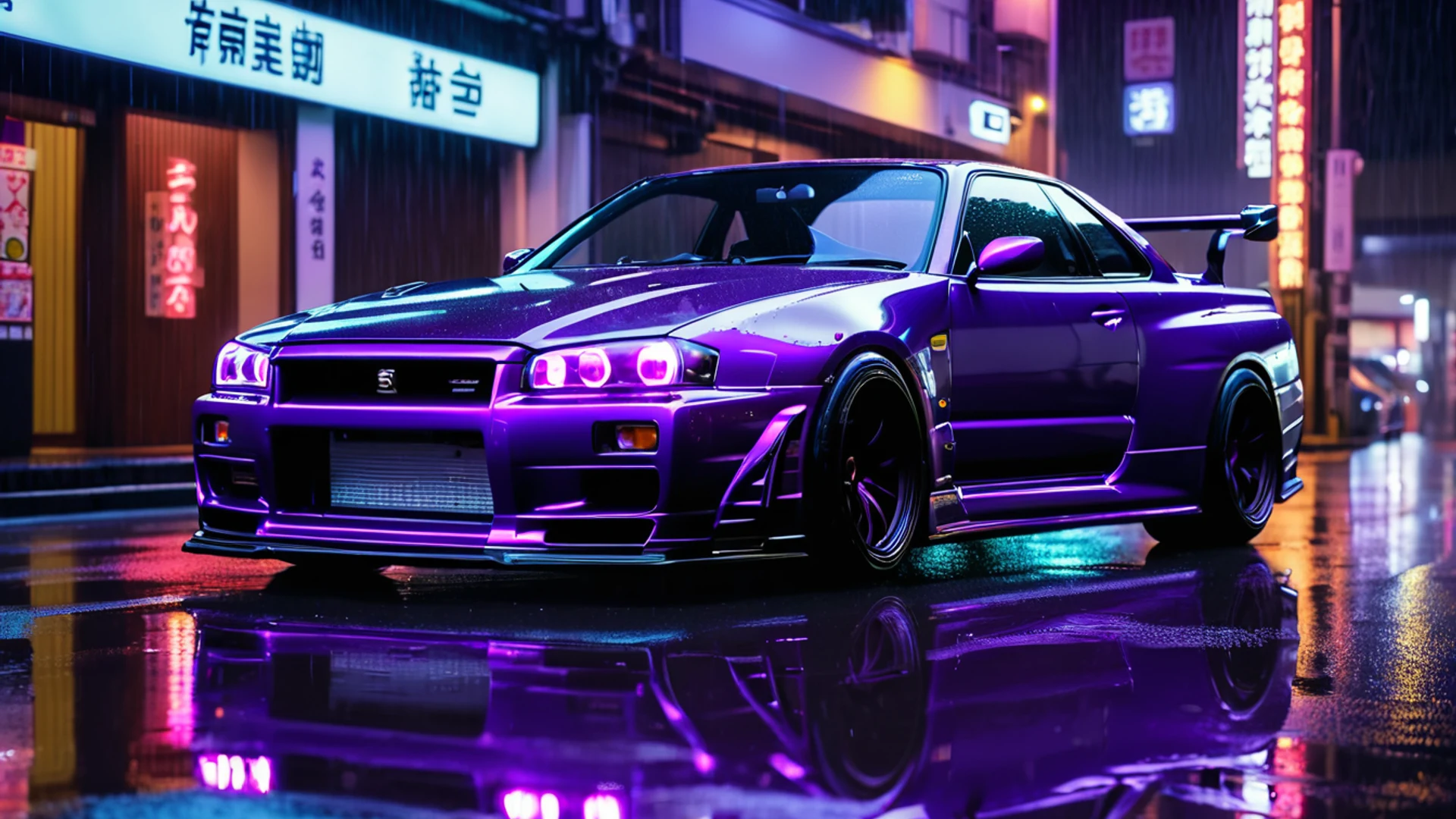 JDM Skyline GTR Night - free hd cars wallpaper for desktop