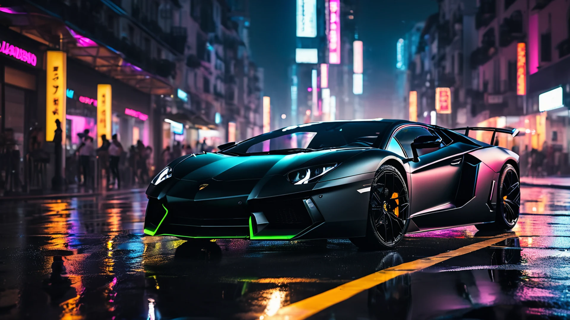 Lamborghini Neon City - free hd cars wallpaper for desktop
