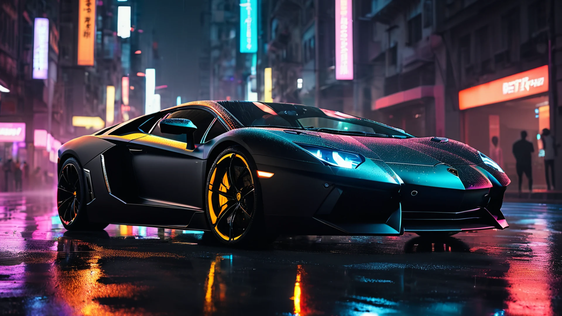 Lamborghini Neon City - free hd cars wallpaper for desktop