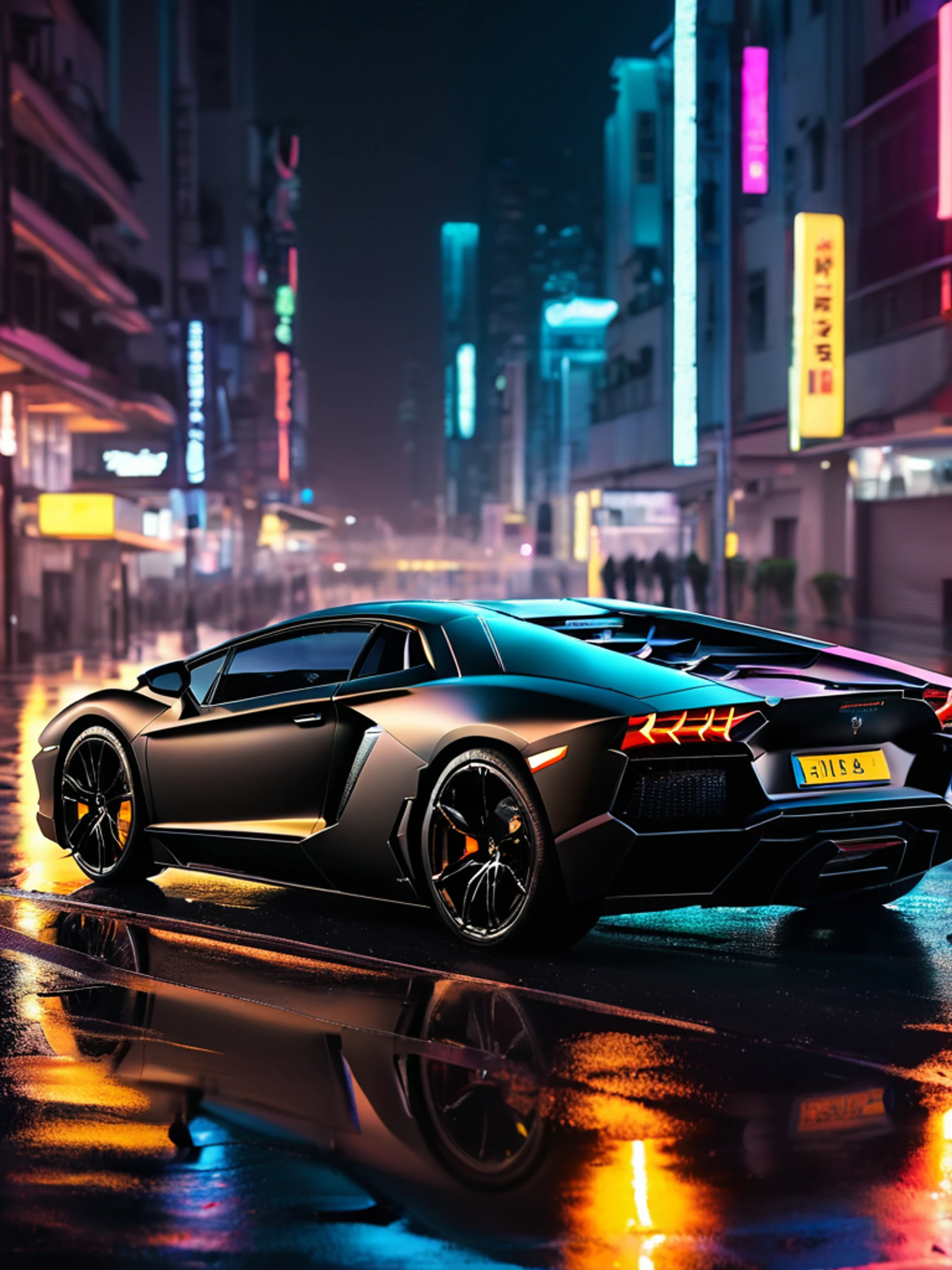 Lamborghini Neon City - free Tablet cars wallpaper for phone