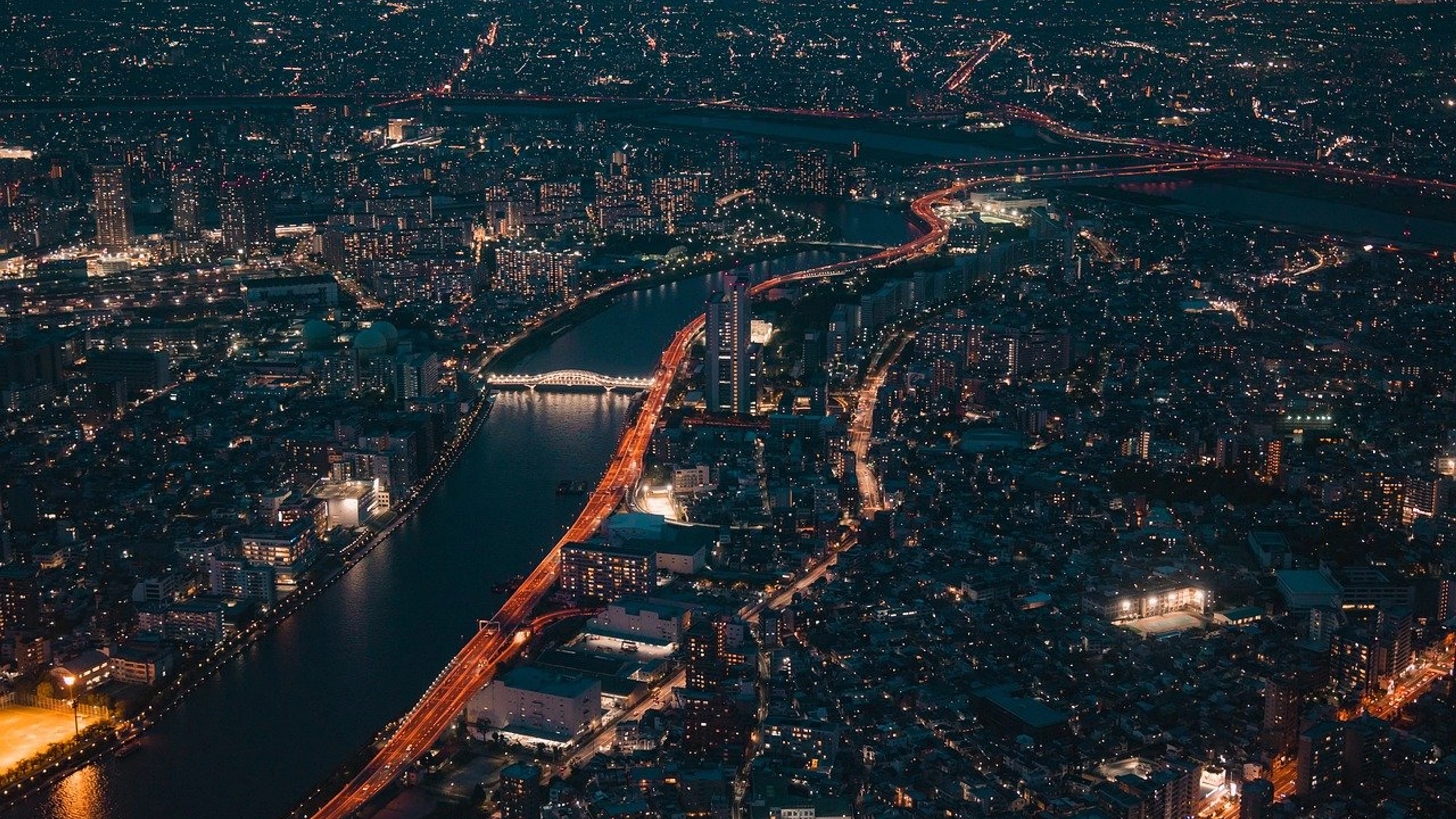 Bridge city night - free 4K Ultra HD city wallpaper for desktop