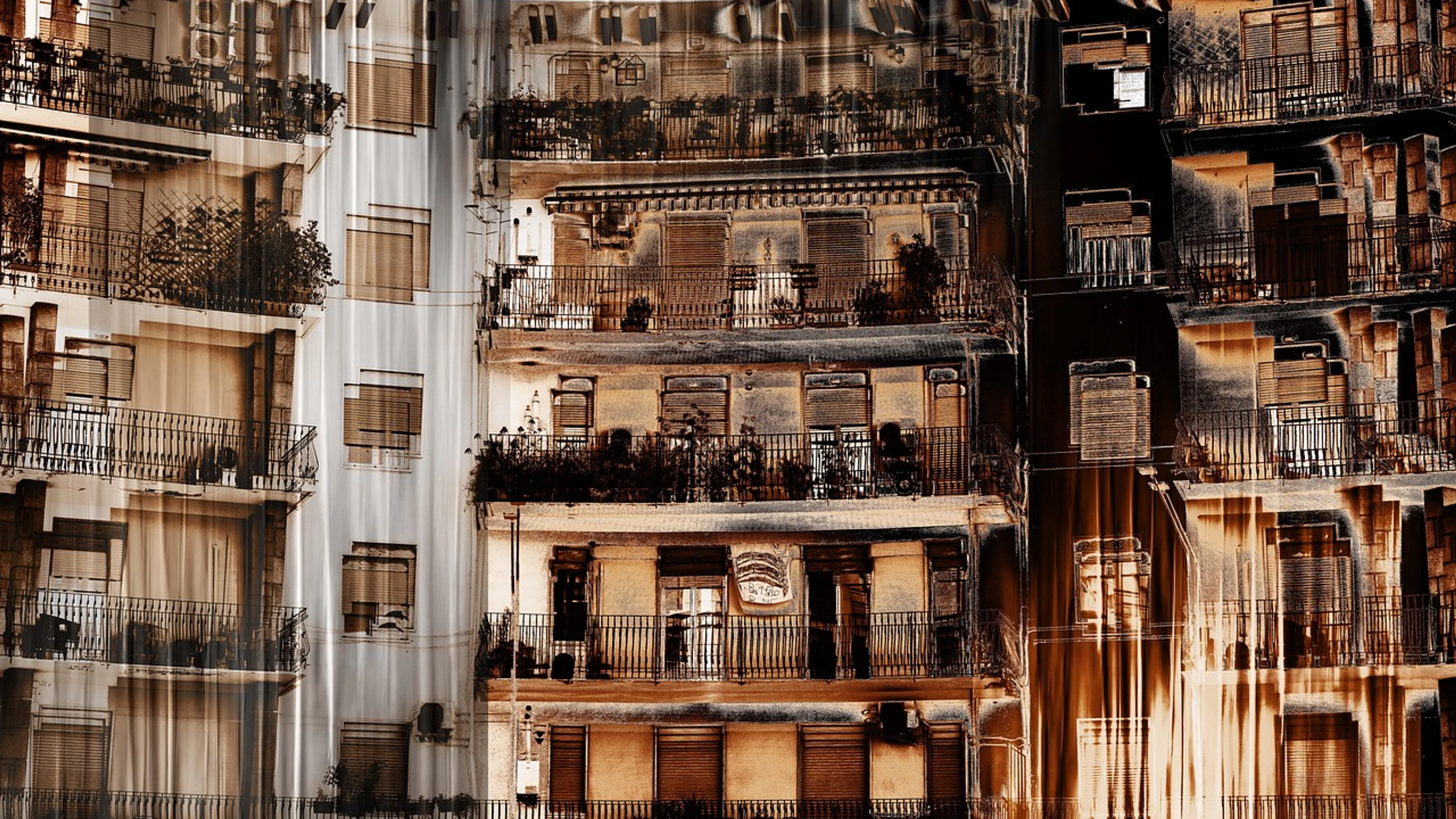 Building facade blur - free 4K Ultra HD city wallpaper for desktop