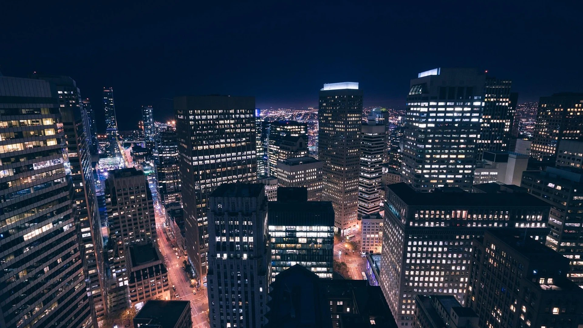 Buildings city illuminated - free hd city wallpaper for desktop