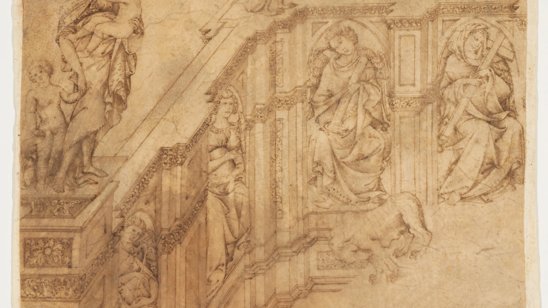 Design Fragment for the Left Side of the 'Fonte Gaia' in Siena - free hd city wallpaper for desktop