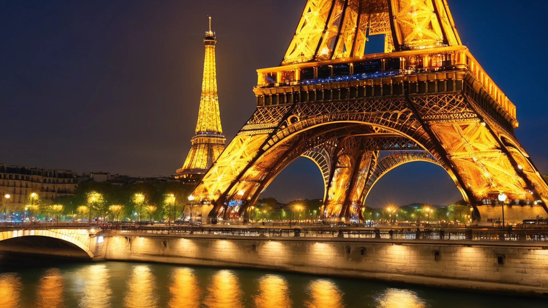 Paris Eiffel Tower Night - free hd city wallpaper for desktop