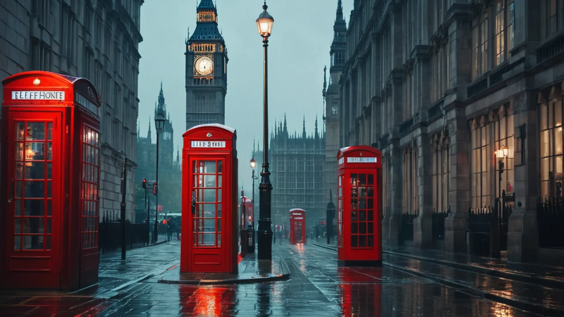 Rainy London Street - free hd city wallpaper for desktop