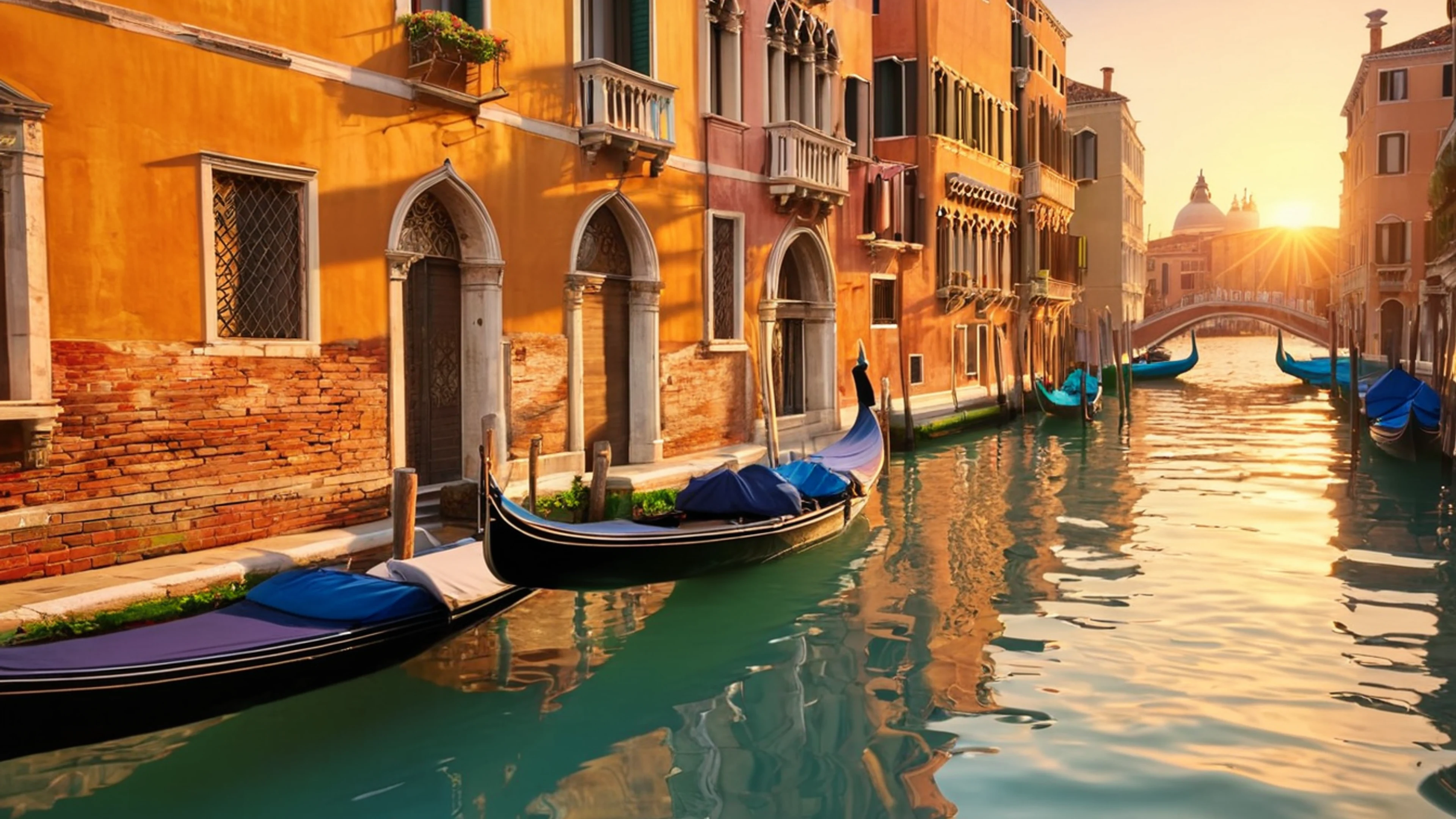 Venice Canal Sunset - free 4K Ultra HD city wallpaper for desktop