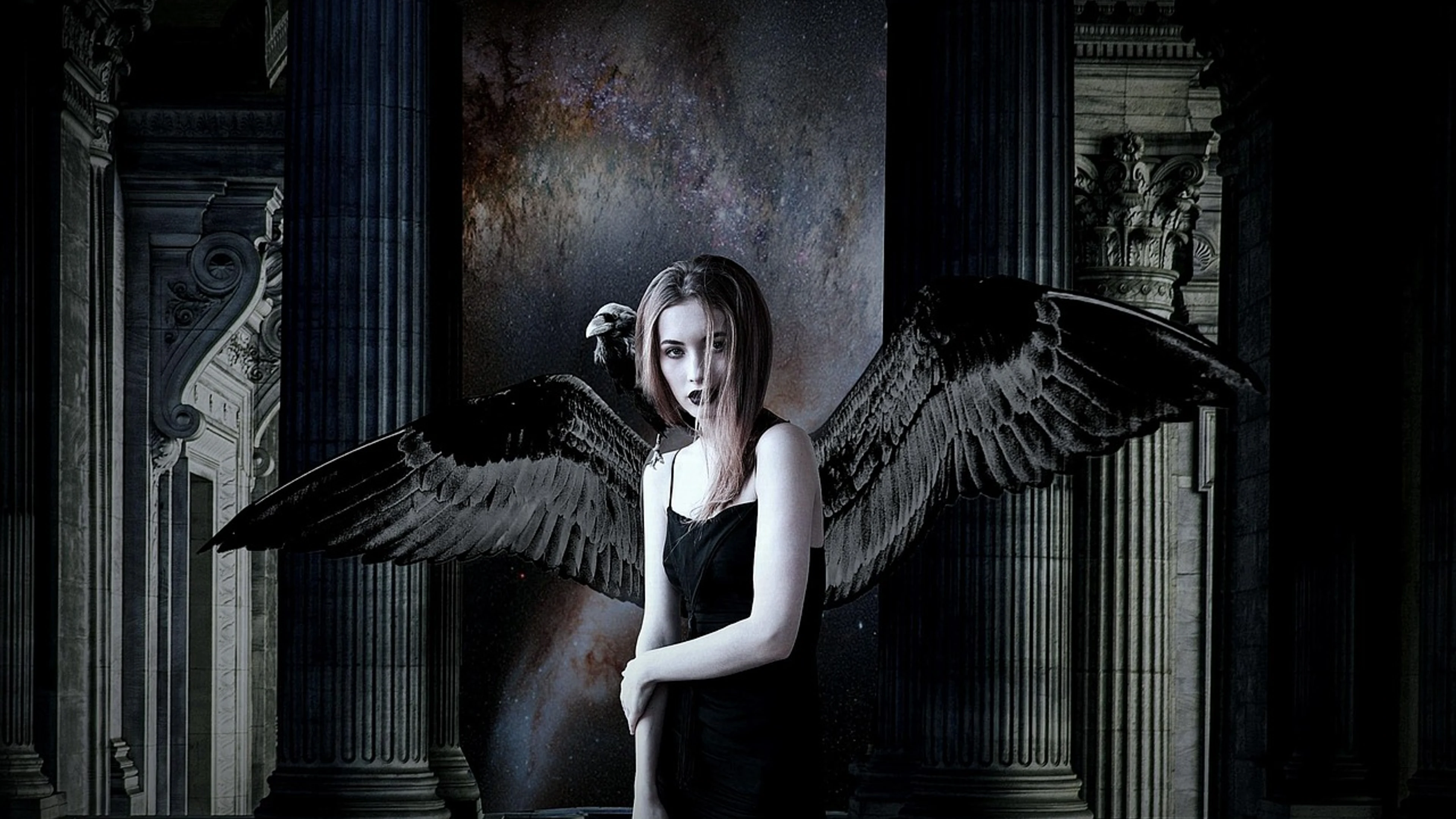 Angel dark fantasy - free 4K Ultra HD dark wallpaper for desktop