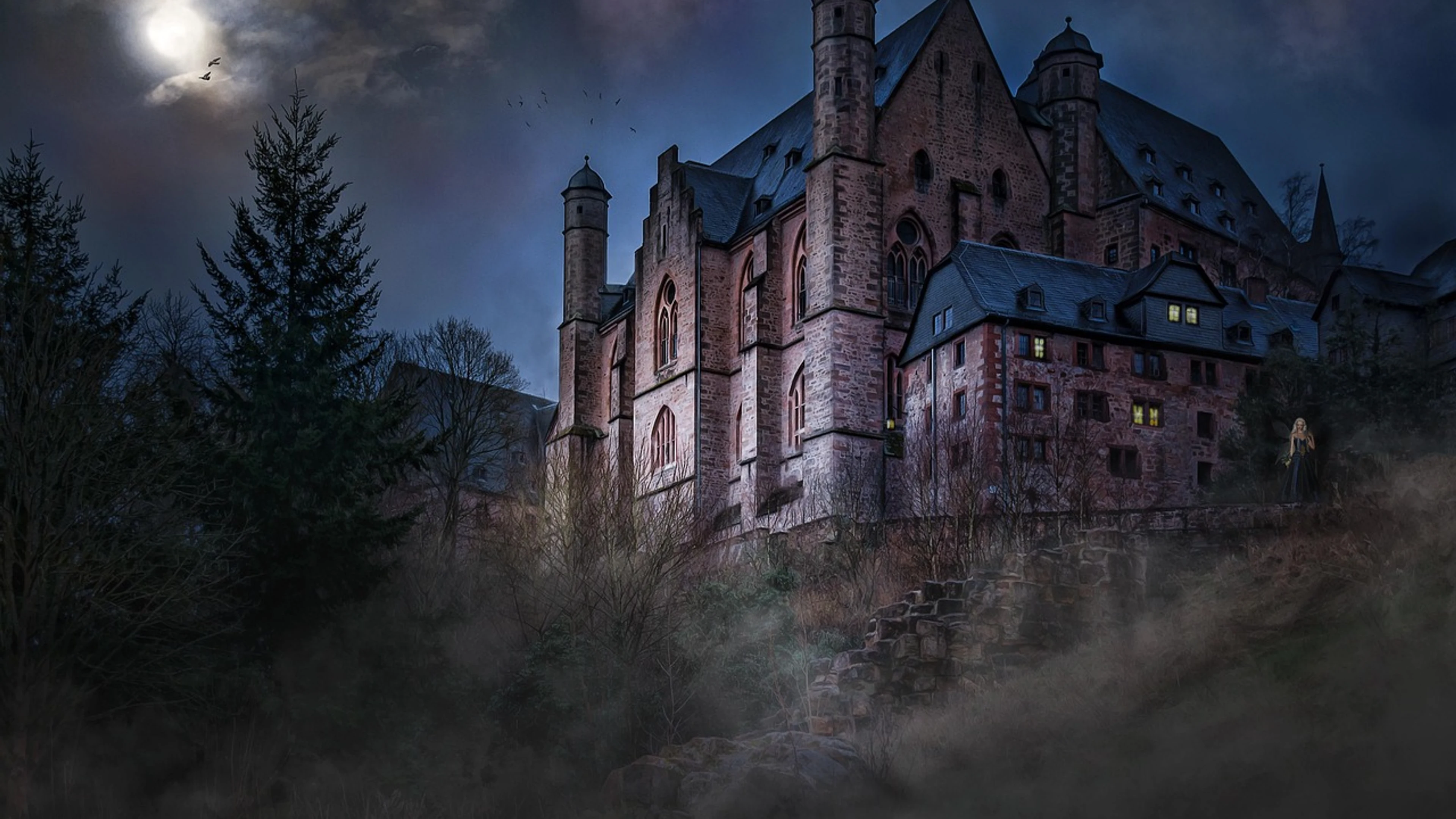 Castle building fortress - free 4K Ultra HD dark wallpaper for desktop