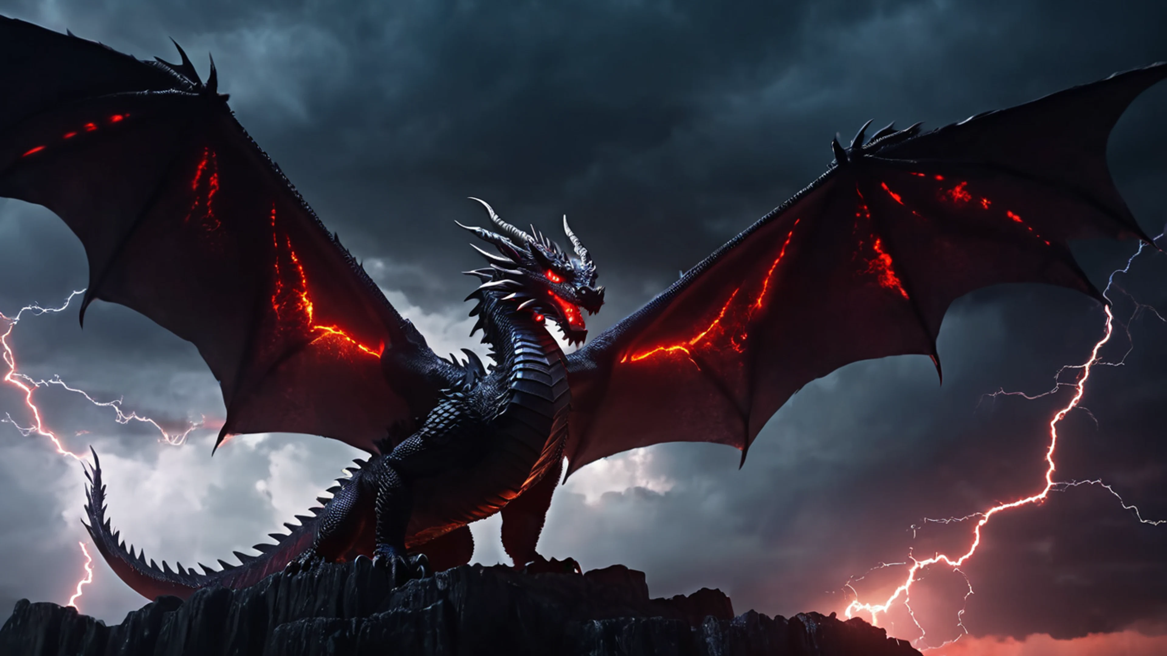 Dark Dragon Silhouette - free 4K Ultra HD dark wallpaper for desktop