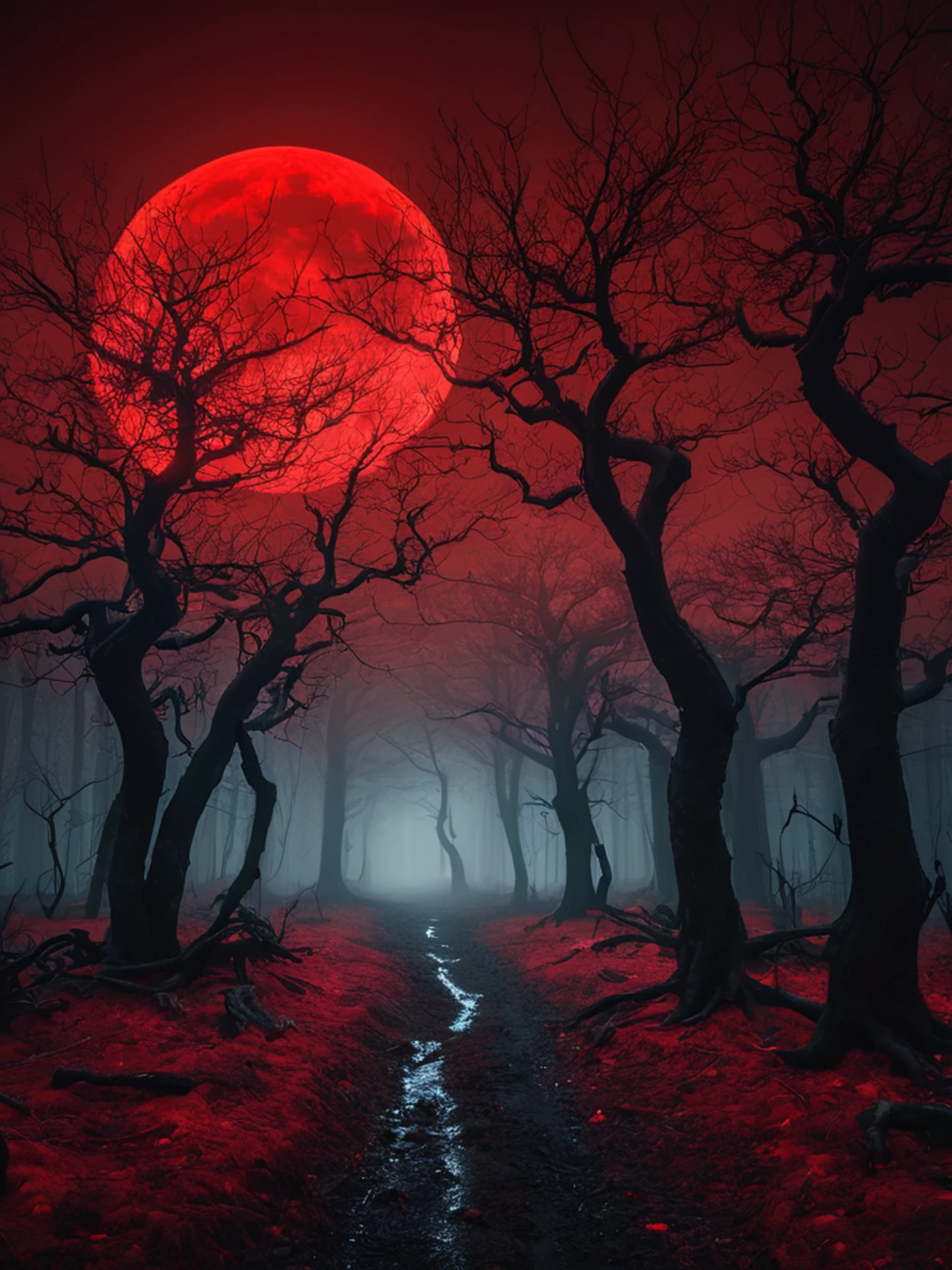 Dark Forest Blood Moon - free Tablet dark wallpaper for phone