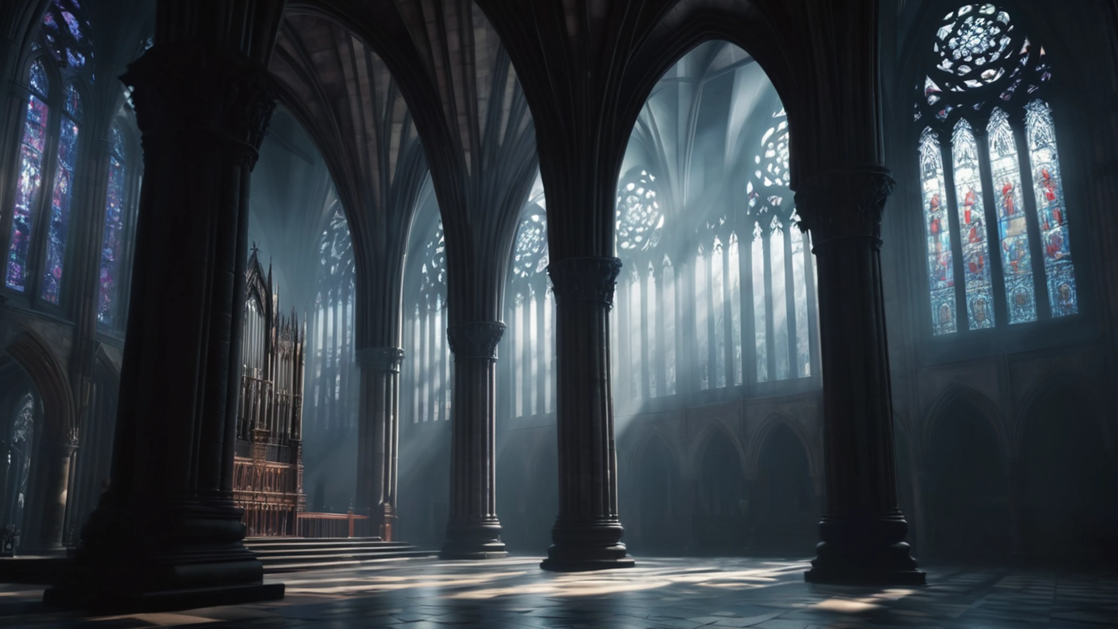 Dark Gothic Cathedral Interior - free 4K Ultra HD dark wallpaper for desktop