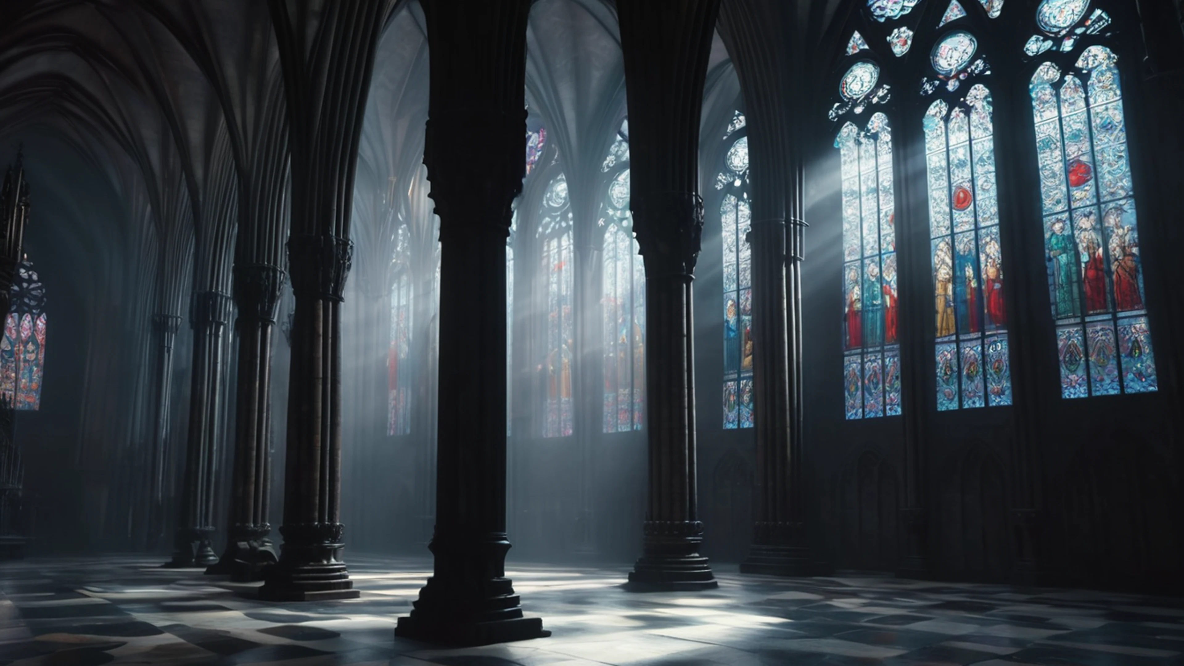 Dark Gothic Cathedral Interior - free 4K Ultra HD dark wallpaper for desktop