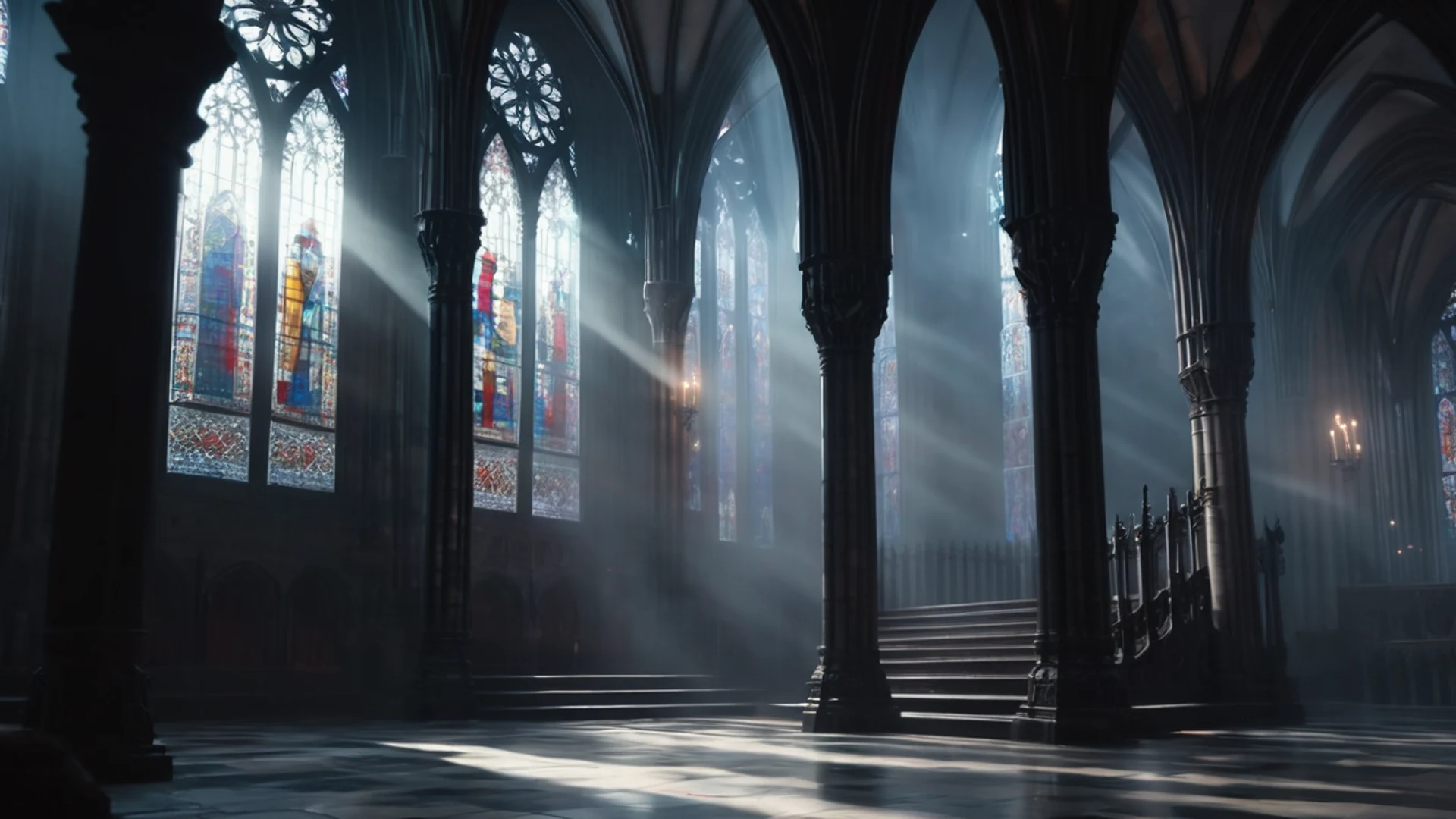 Dark Gothic Cathedral Interior - free hd dark wallpaper for desktop