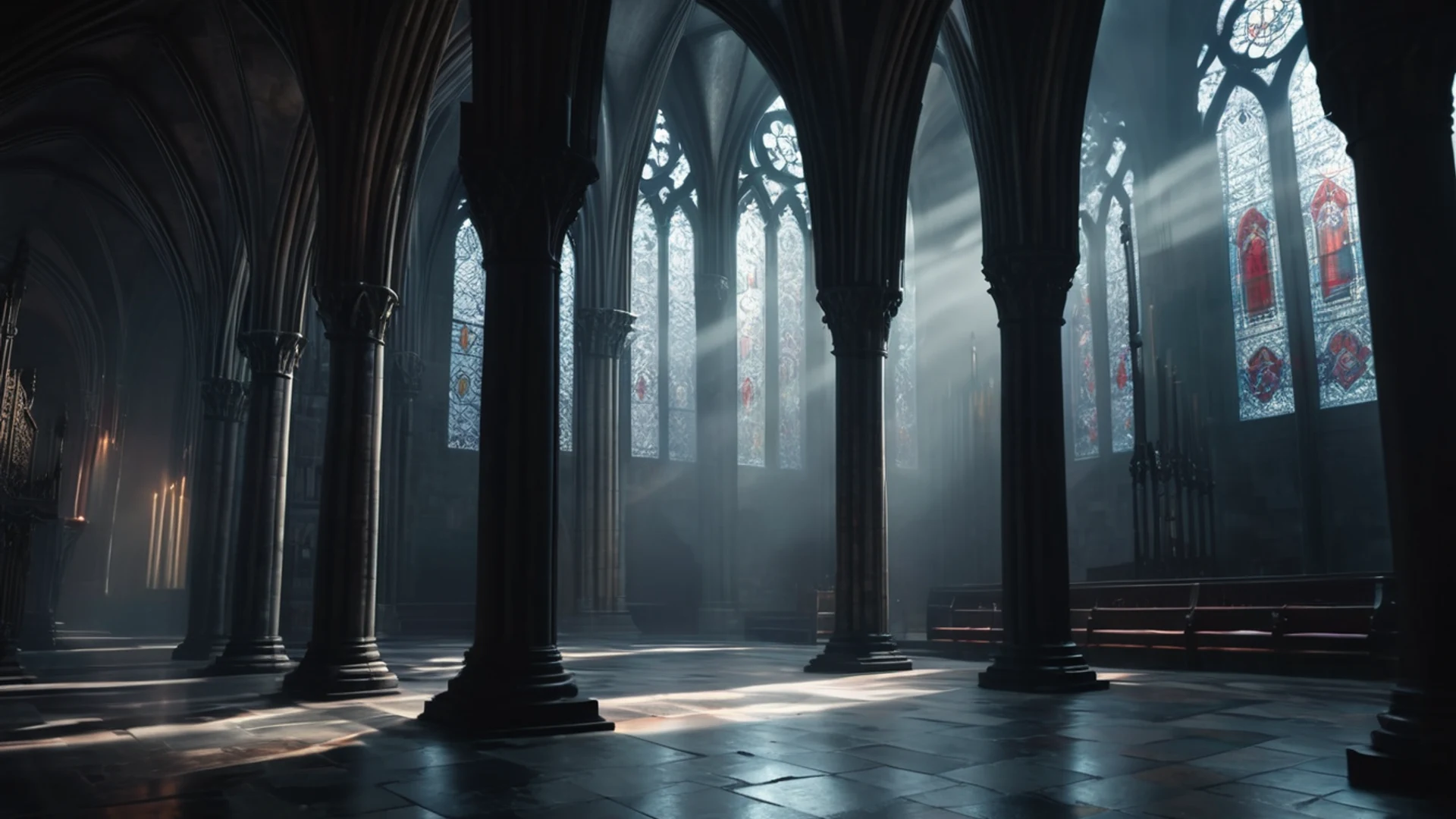 Dark Gothic Cathedral Interior - free hd dark wallpaper for desktop