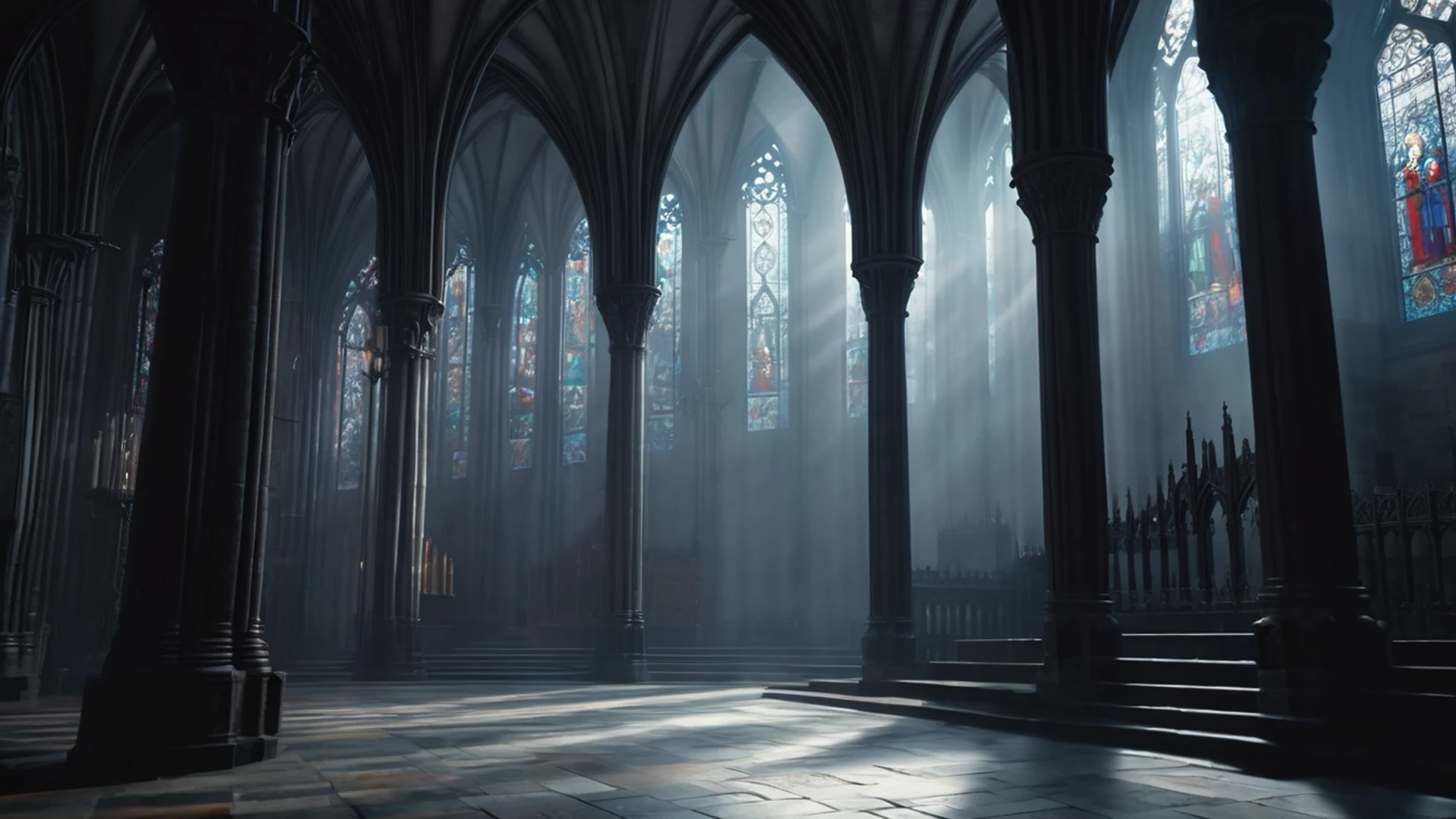 Dark Gothic Cathedral Interior - free hd dark wallpaper for desktop