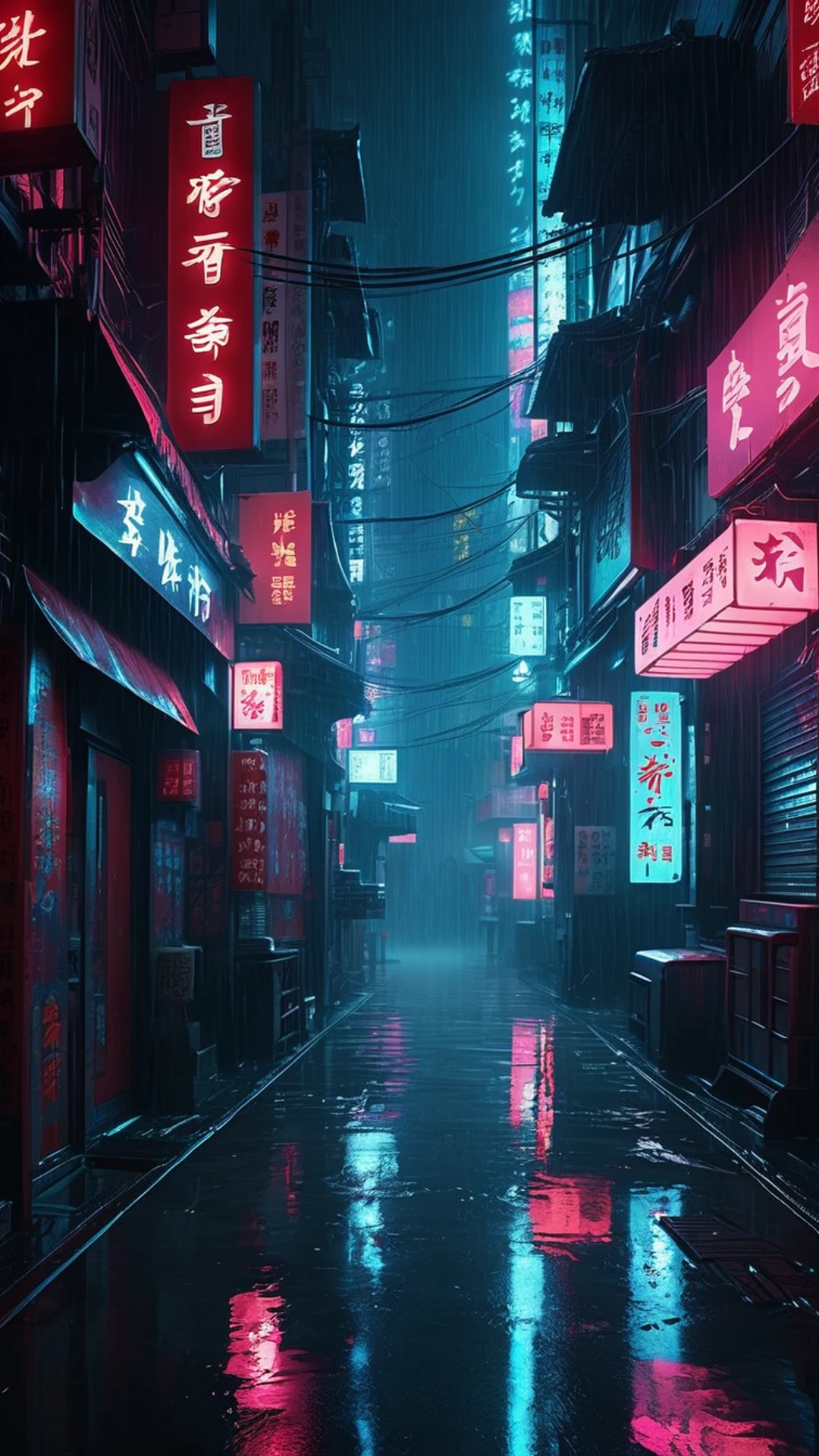 Dark Rainy Cyberpunk Alley - free Phone dark wallpaper for phone