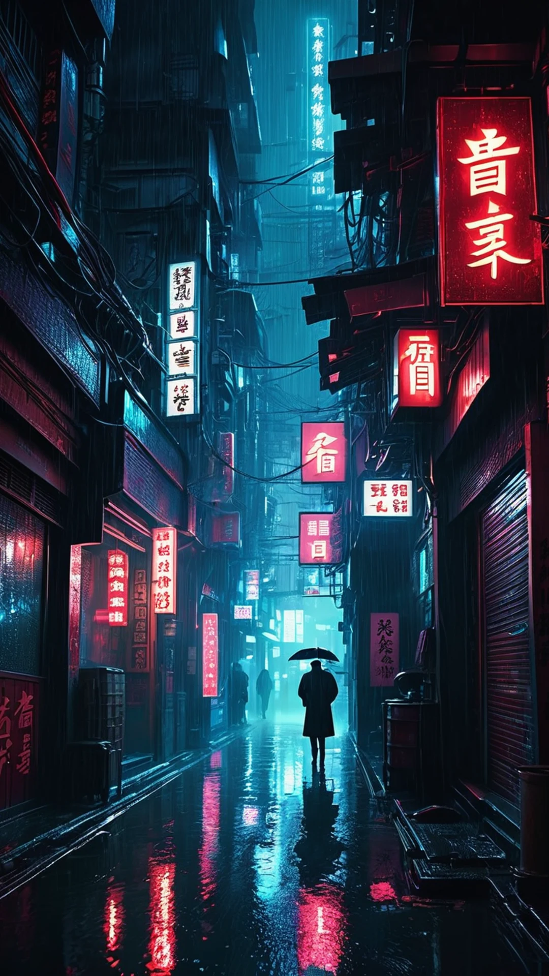 Dark Rainy Cyberpunk Alley - free Phone dark wallpaper for phone