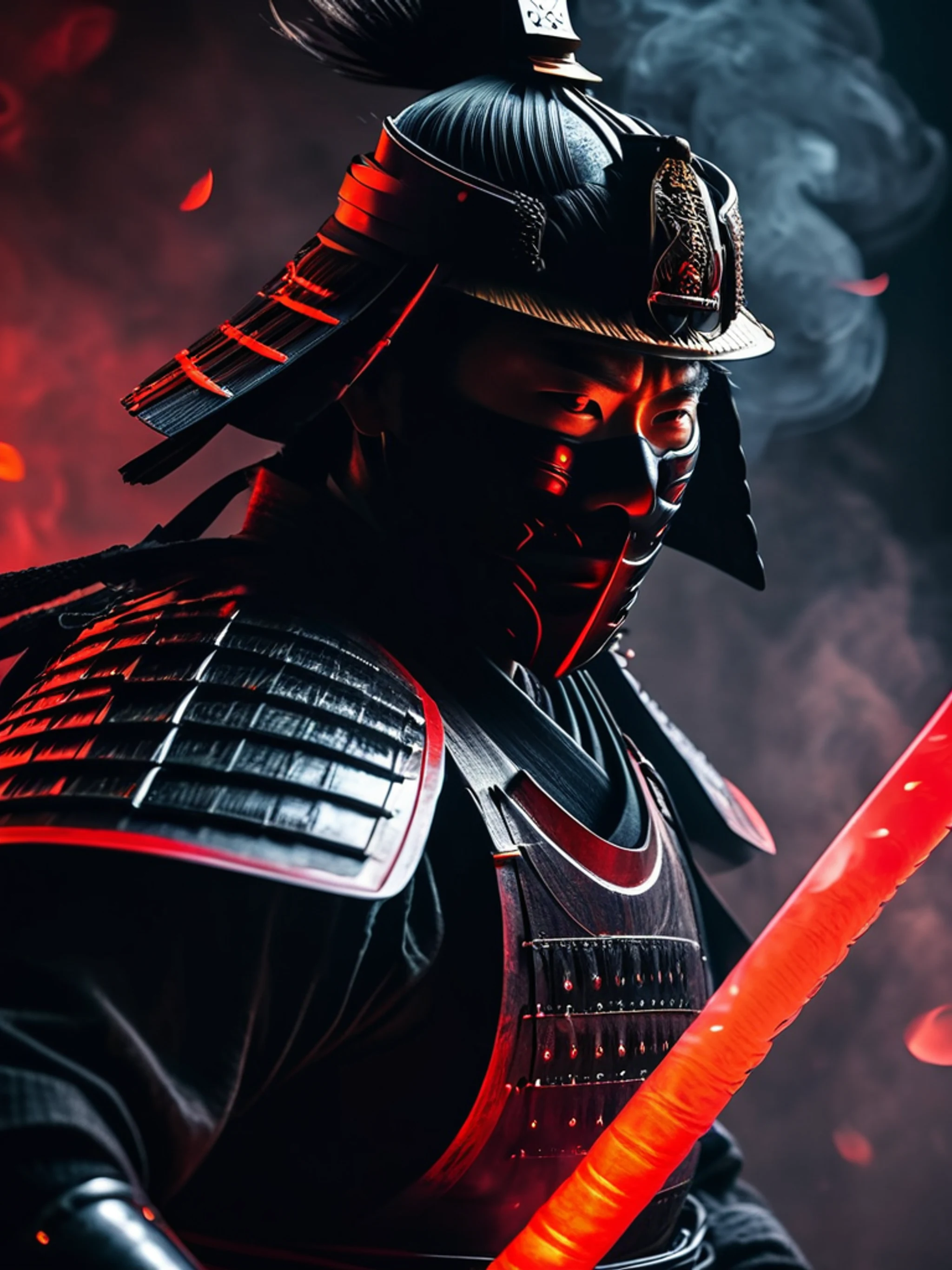 Dark Samurai in Shadows - free Tablet dark wallpaper for phone