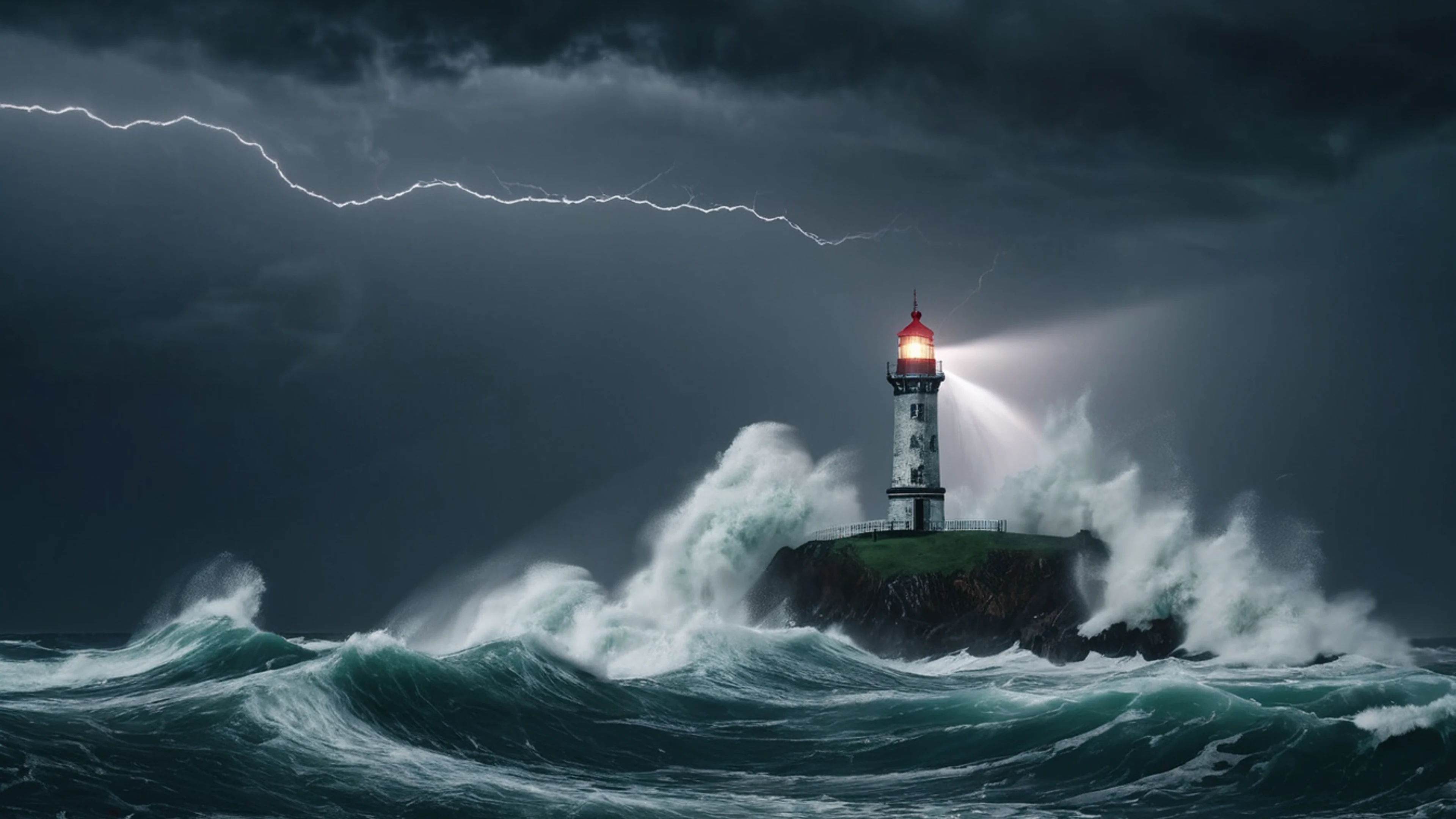 Dark Stormy Lighthouse - free 4K Ultra HD dark wallpaper for desktop