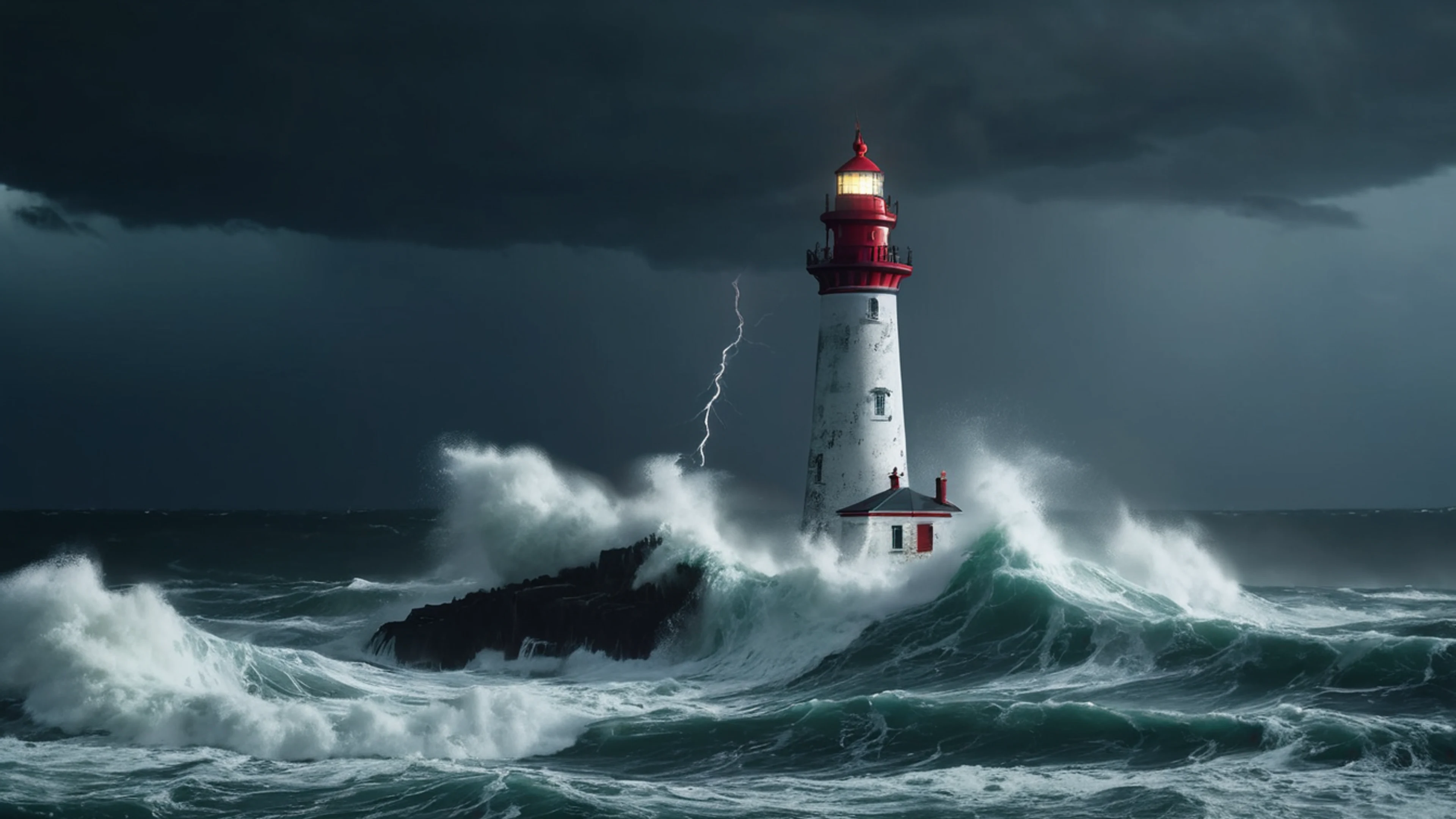 Dark Stormy Lighthouse - free 4K Ultra HD dark wallpaper for desktop