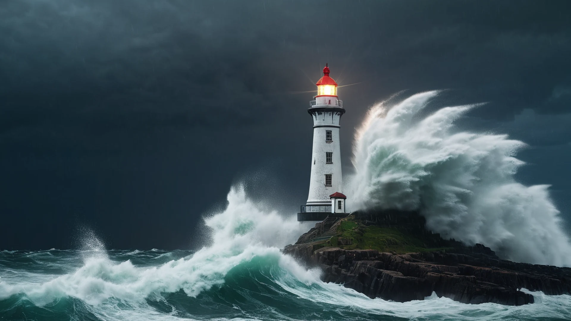 Dark Stormy Lighthouse - free hd dark wallpaper for desktop