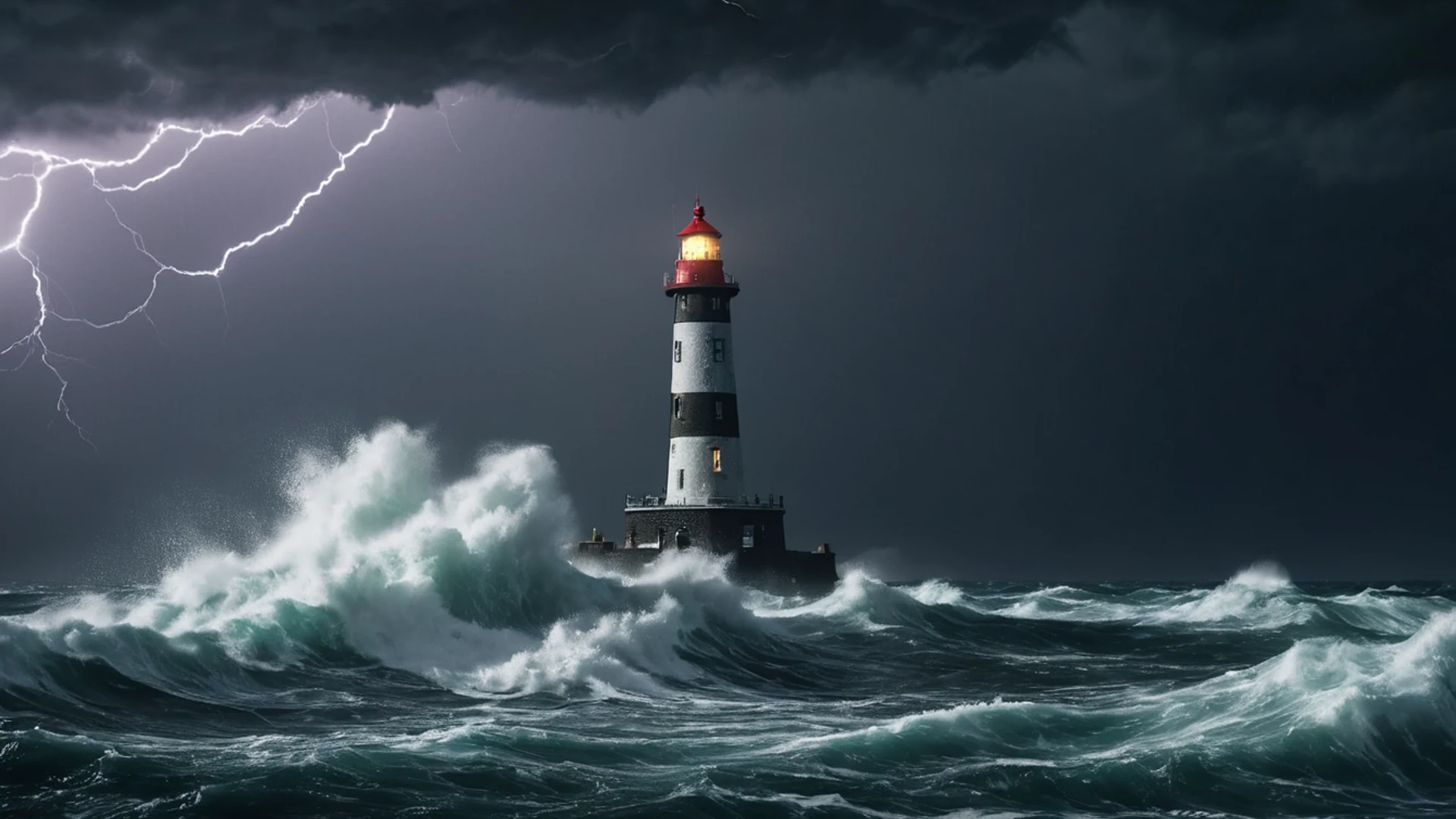 Dark Stormy Lighthouse - free hd dark wallpaper for desktop