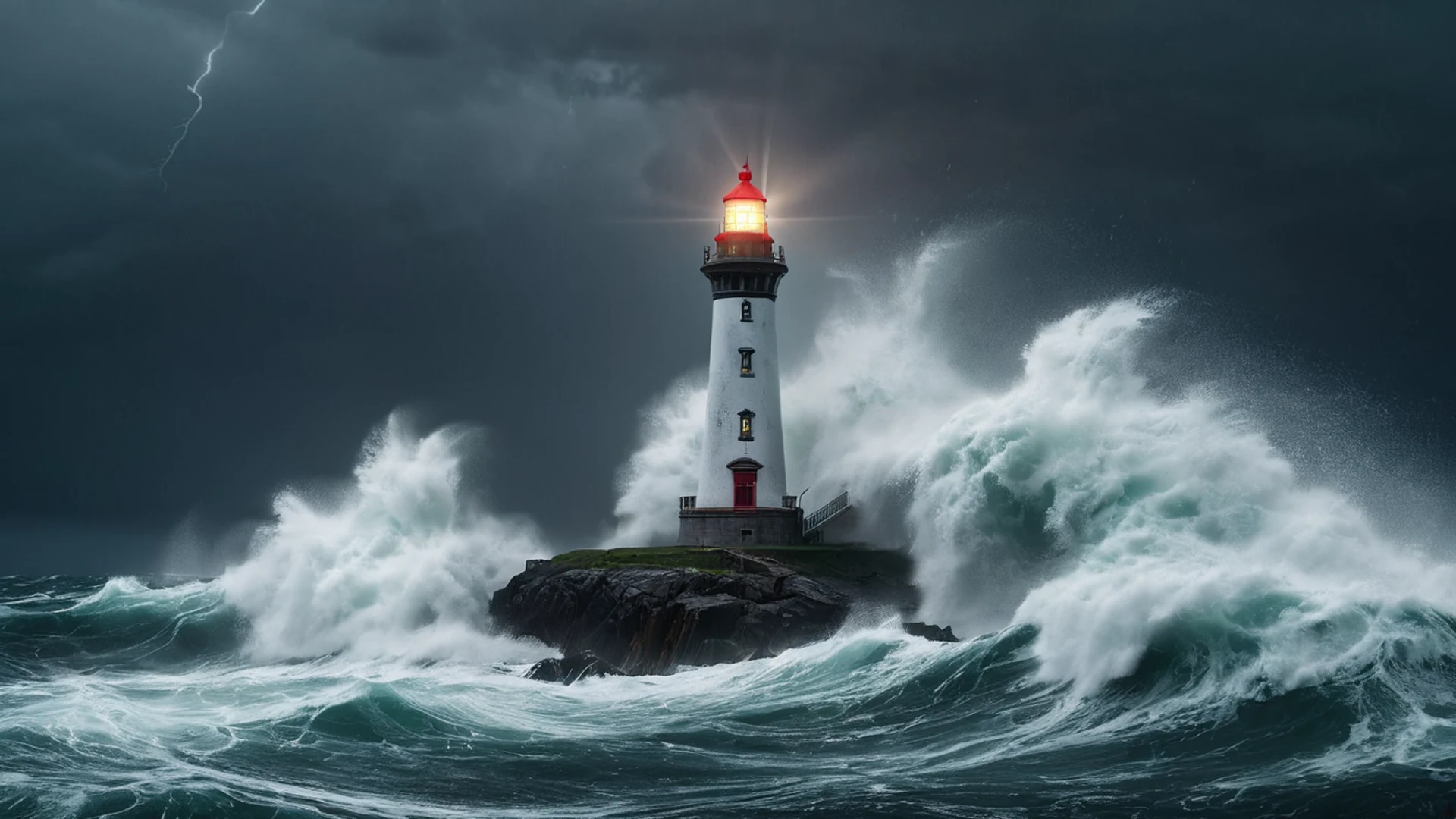 Dark Stormy Lighthouse - free hd dark wallpaper for desktop