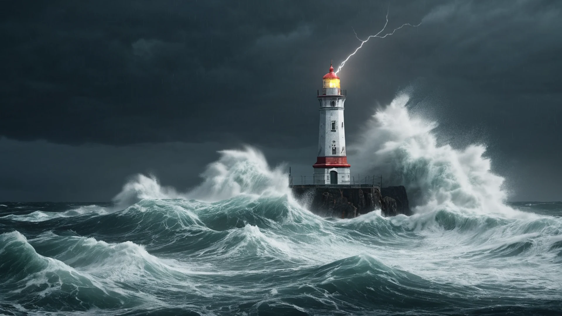 Dark Stormy Lighthouse - free hd dark wallpaper for desktop