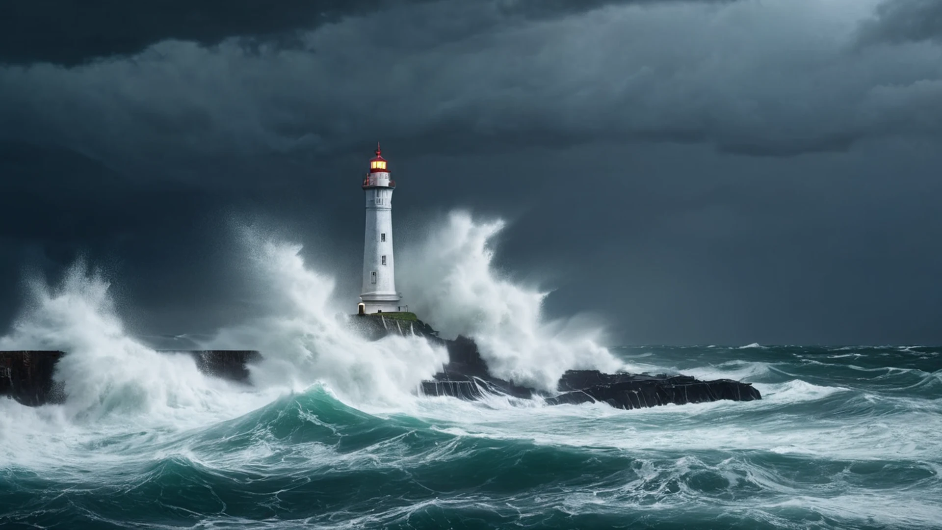 Dark Stormy Lighthouse - free hd dark wallpaper for desktop