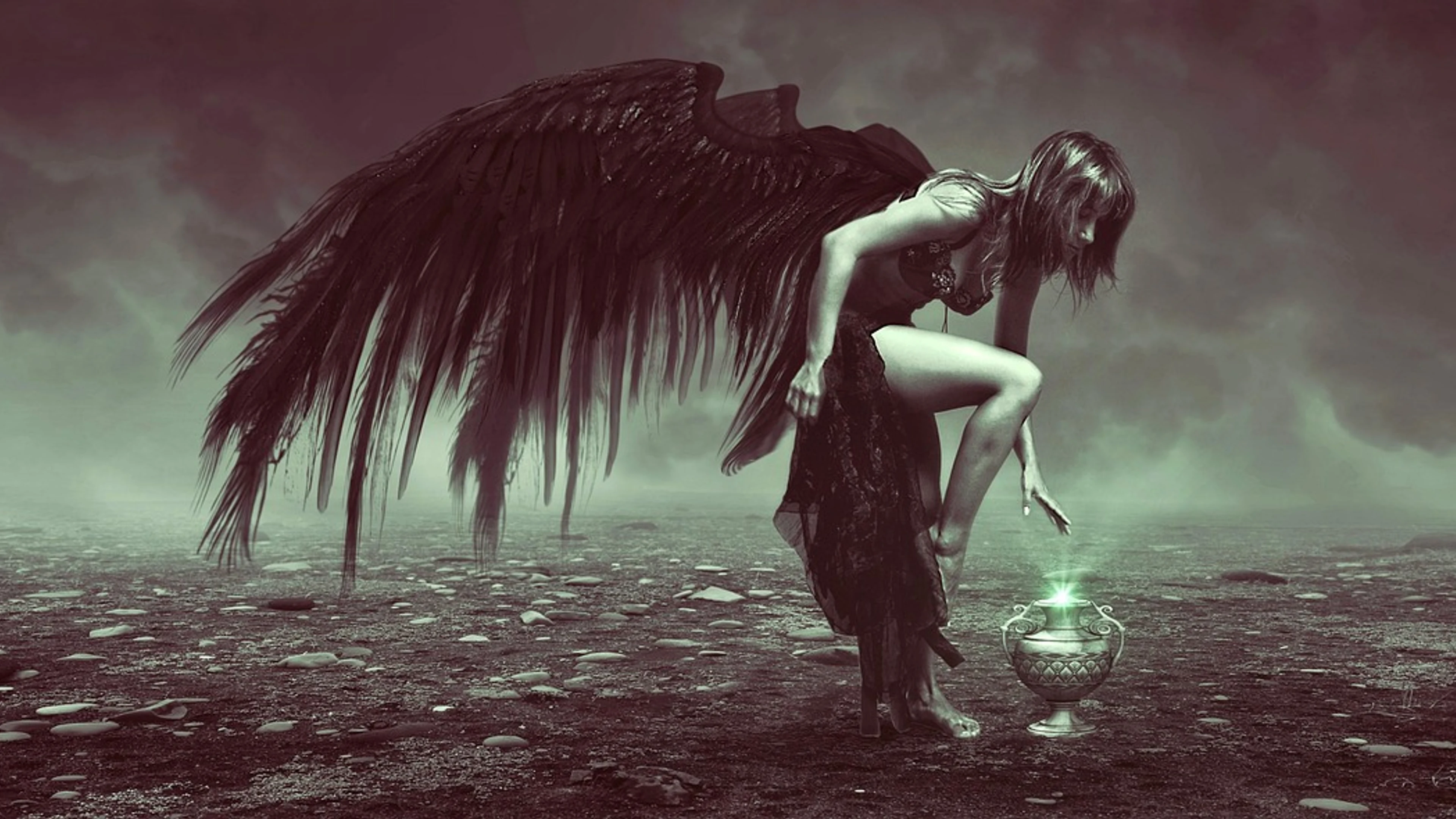 Fantasy angel dark - free 4K Ultra HD dark wallpaper for desktop