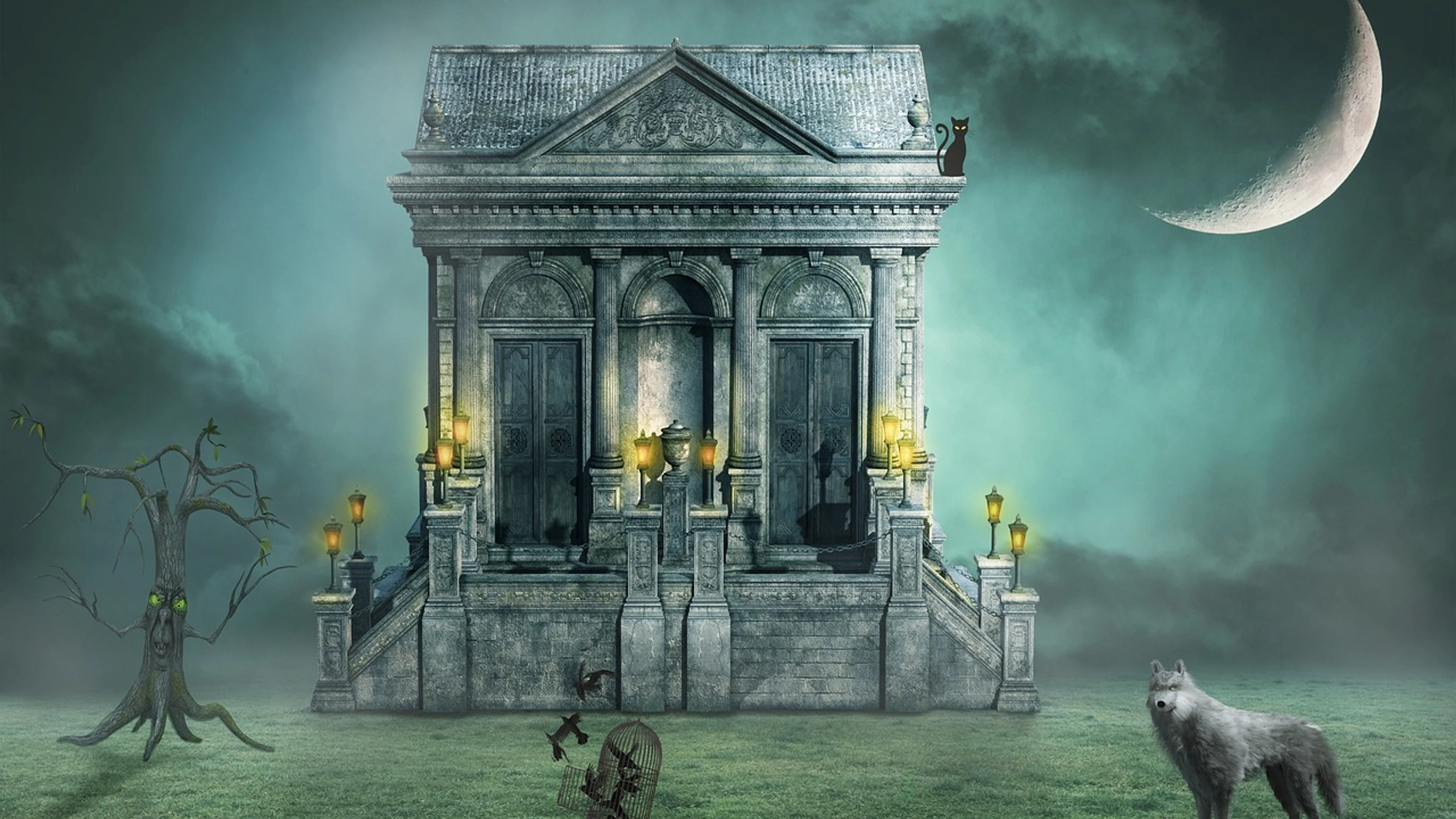 Fantasy halloween fear - free 4K Ultra HD dark wallpaper for desktop