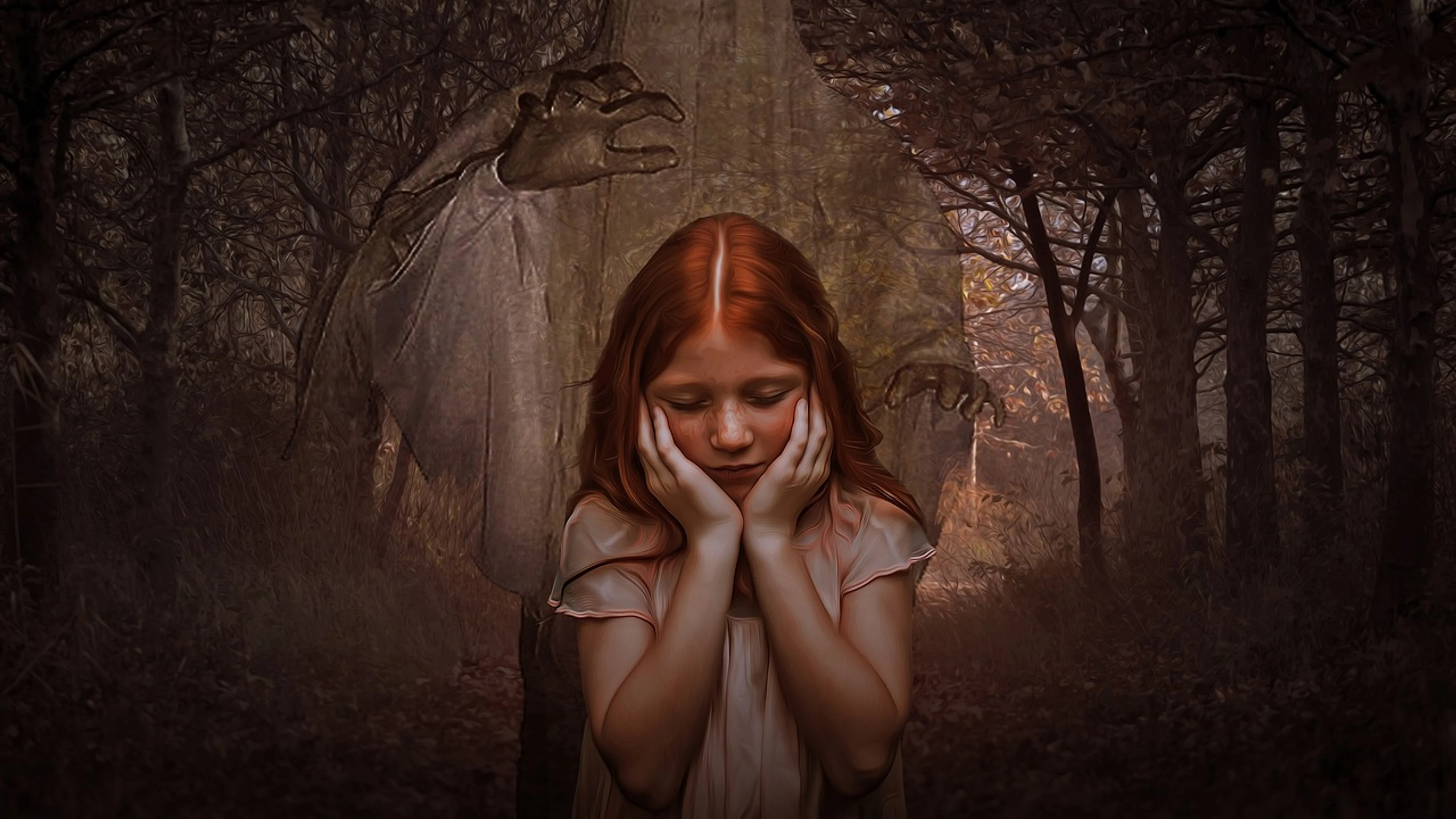 Ghost girl nature - free 4K Ultra HD dark wallpaper for desktop