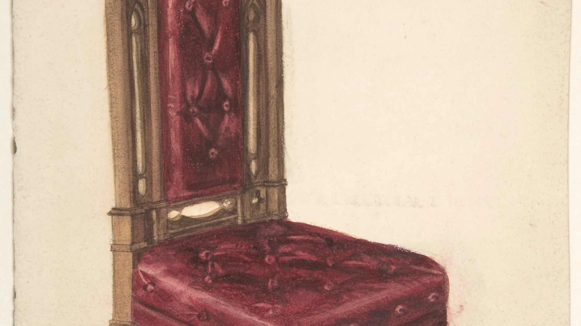 Gothic Style Chair with Dark Wood Frame and Maroon Upholstery - free hd dark wallpaper for desktop