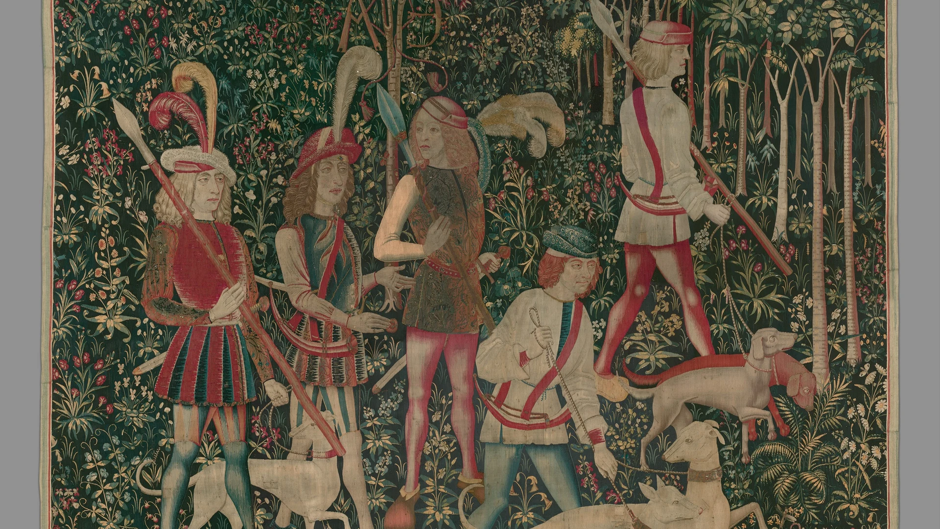 The Hunters Enter the Woods (from the Unicorn Tapestries) - free hd dark wallpaper for desktop