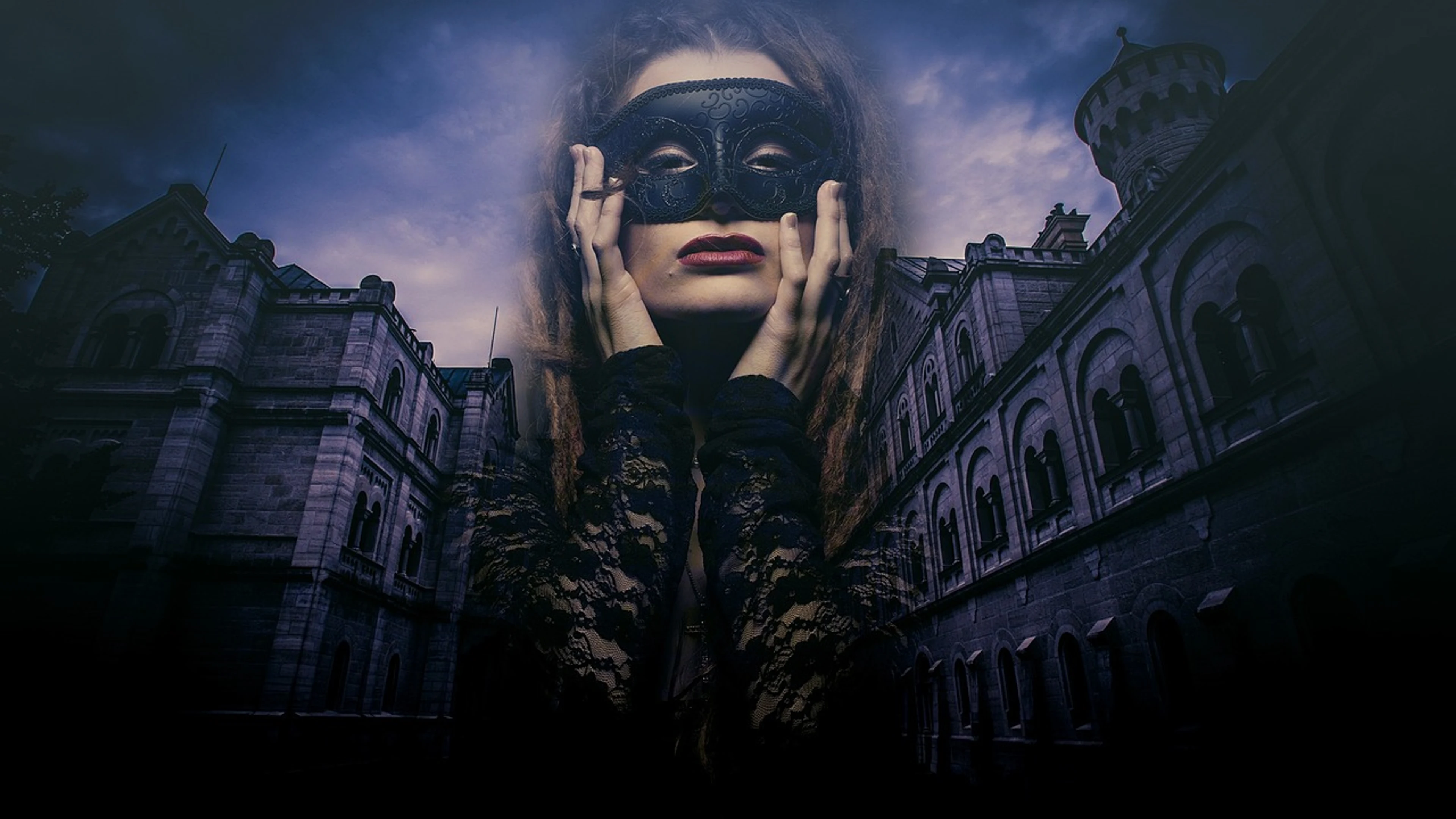 Woman gothic castle - free 4K Ultra HD dark wallpaper for desktop