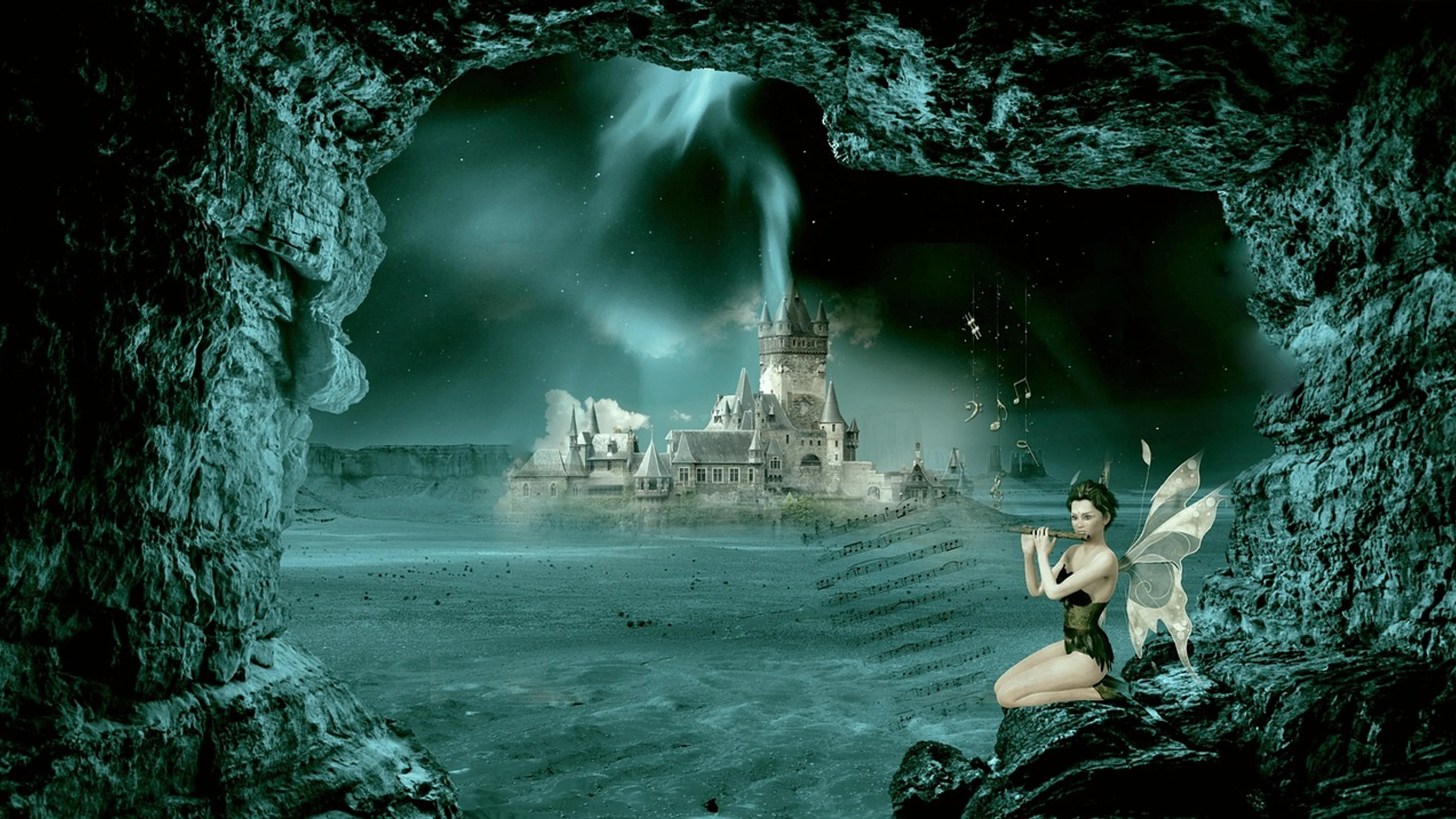 Background music notes - free 4K Ultra HD fantasy wallpaper for desktop