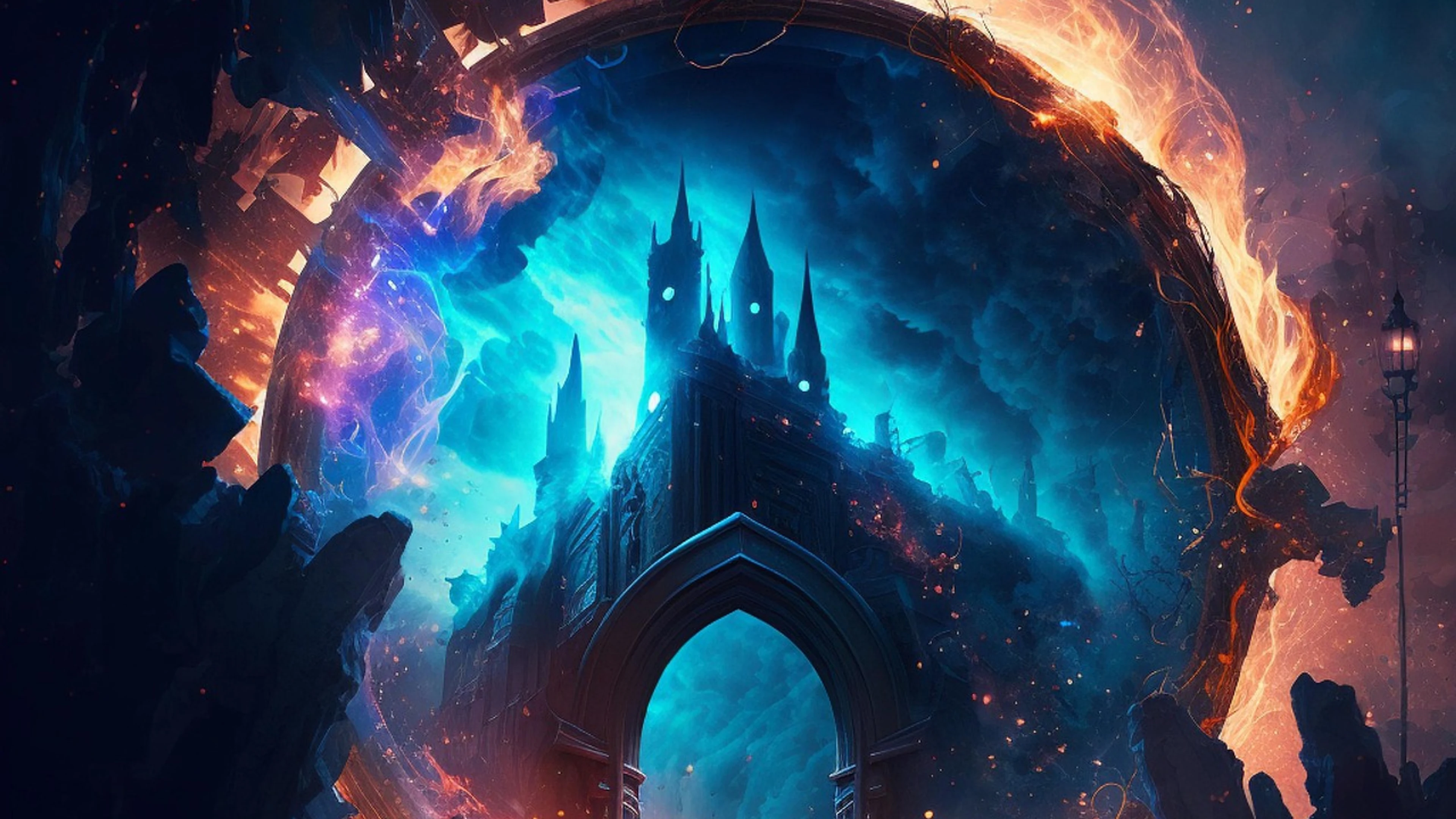 Castle portals doors - free 4K Ultra HD fantasy wallpaper for desktop