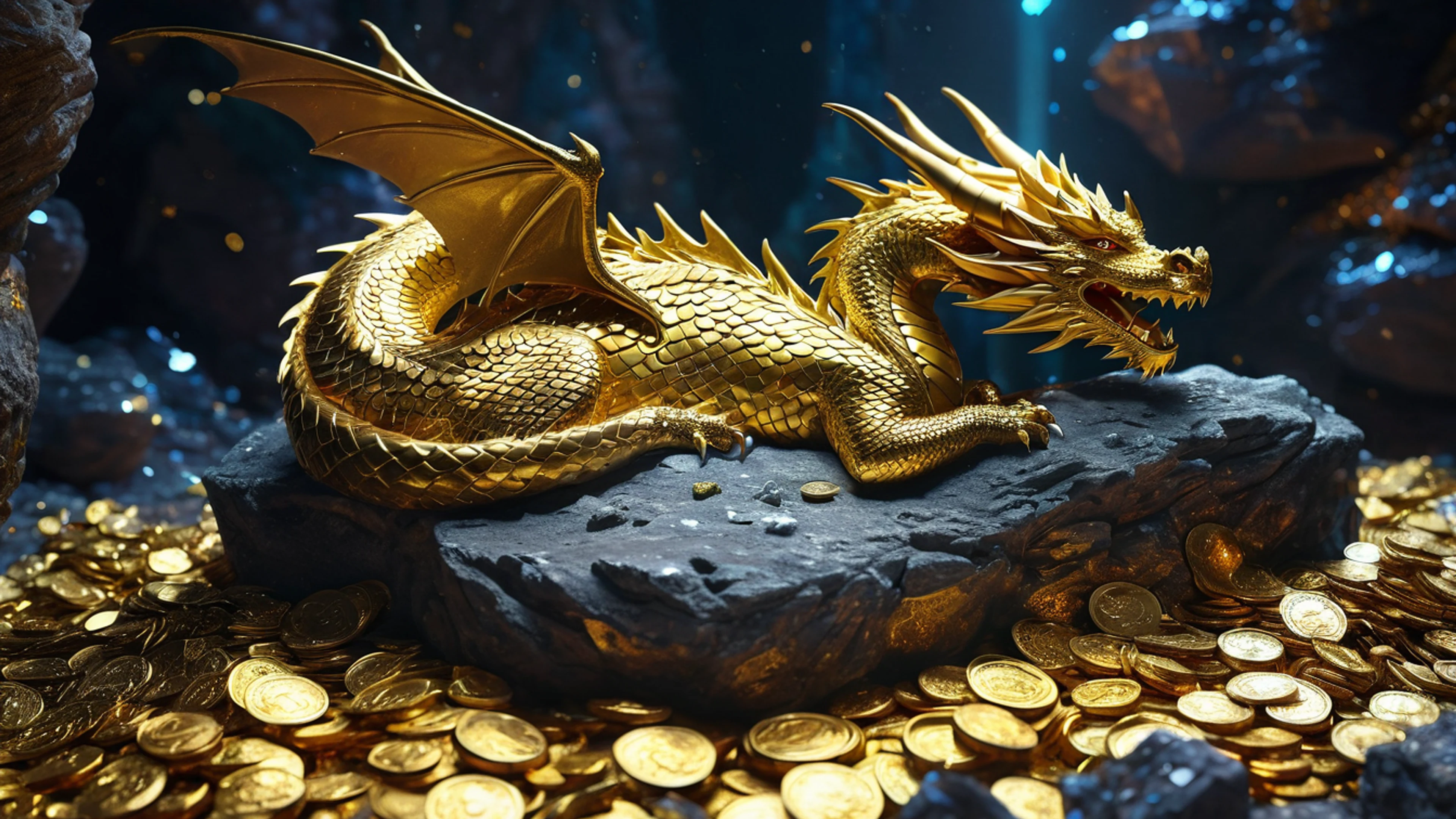 Crystal Dragon Cave - free 4K Ultra HD fantasy wallpaper for desktop