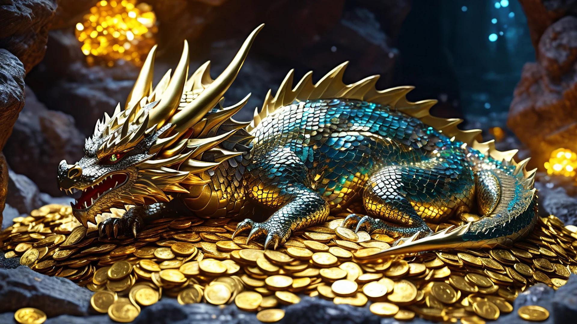 Crystal Dragon Cave - free hd fantasy wallpaper for desktop