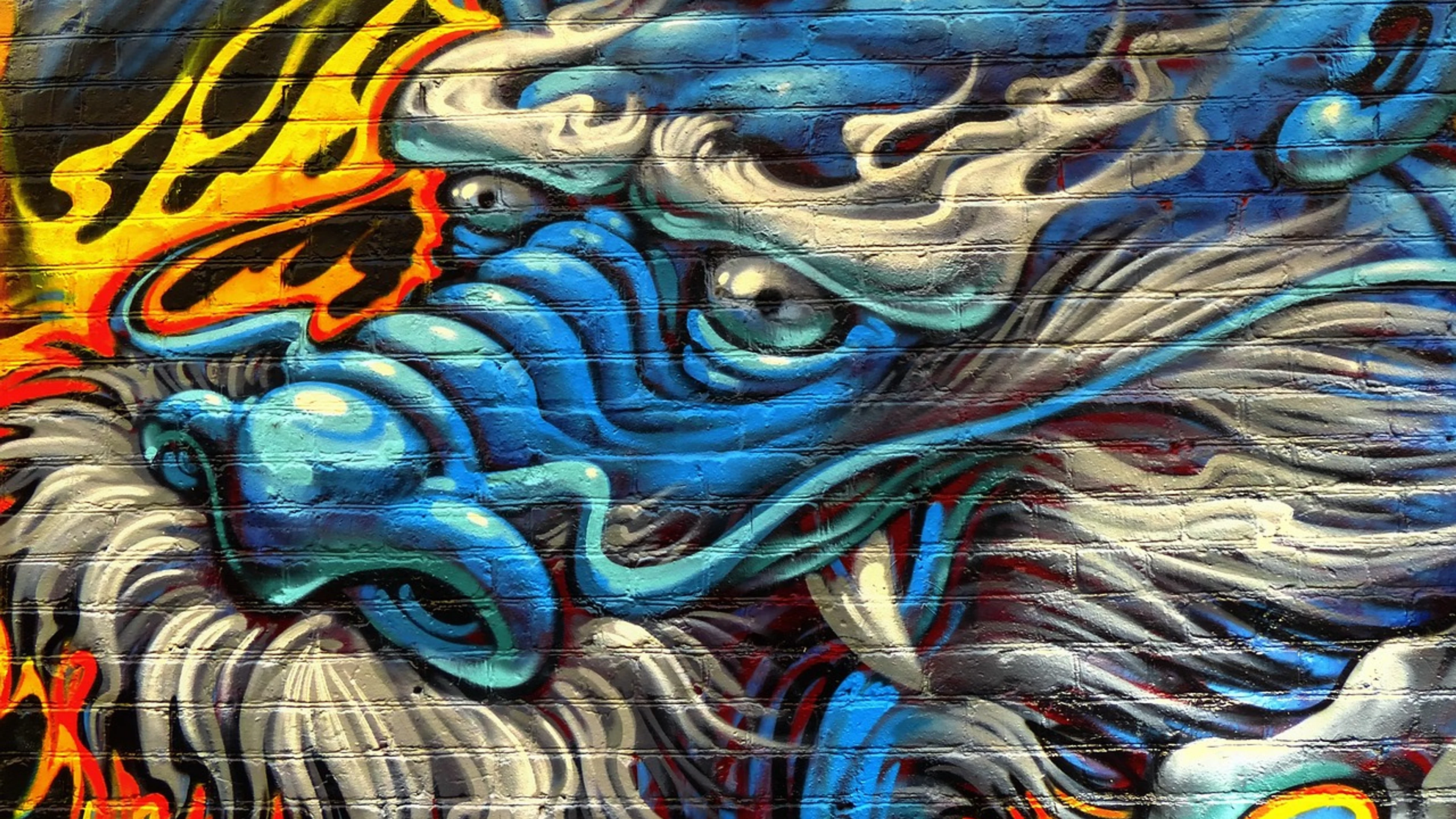Dragon editorial graffiti - free 4K Ultra HD fantasy wallpaper for desktop