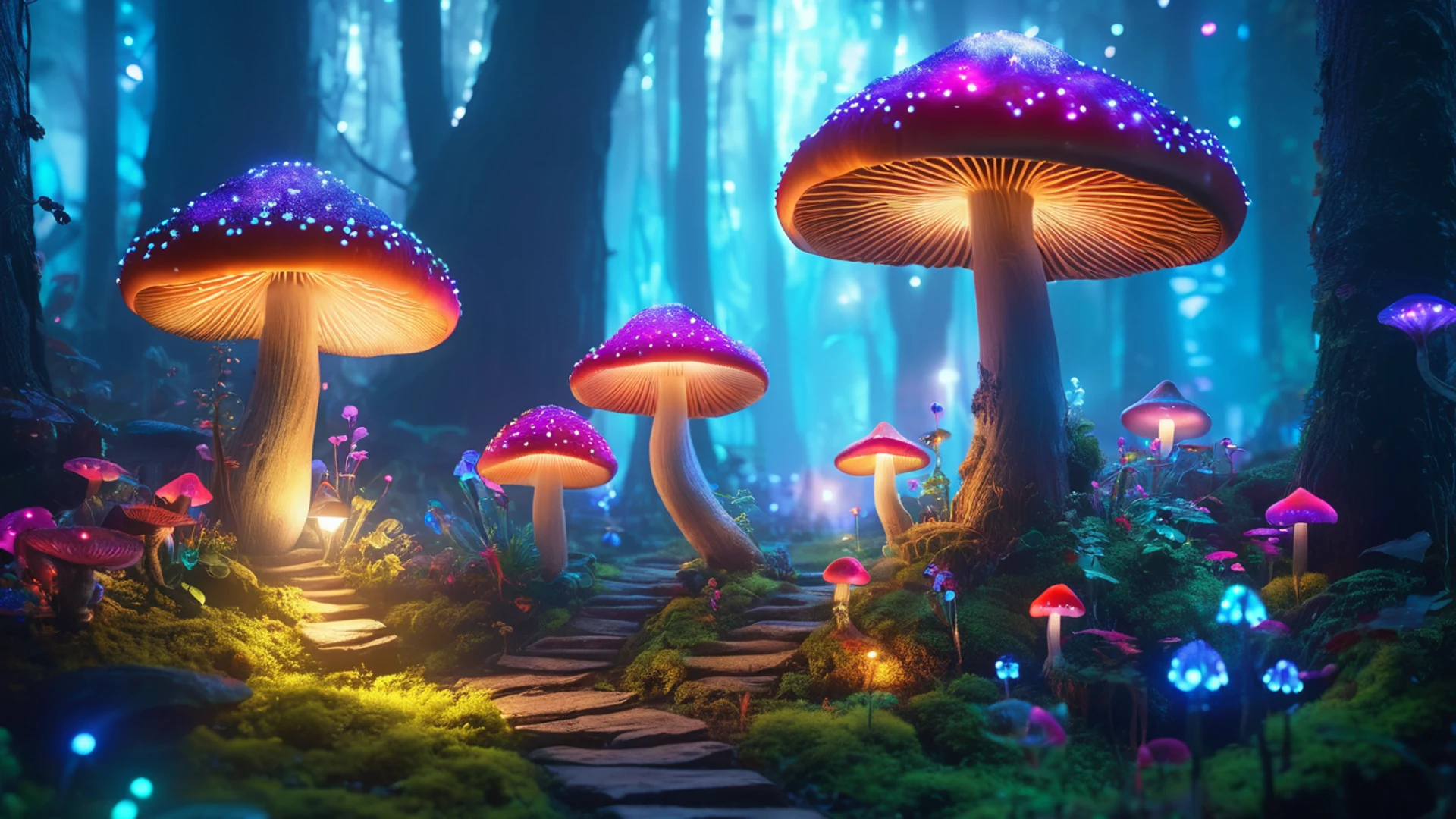 Enchanted Mushroom Forest - free hd fantasy wallpaper for desktop