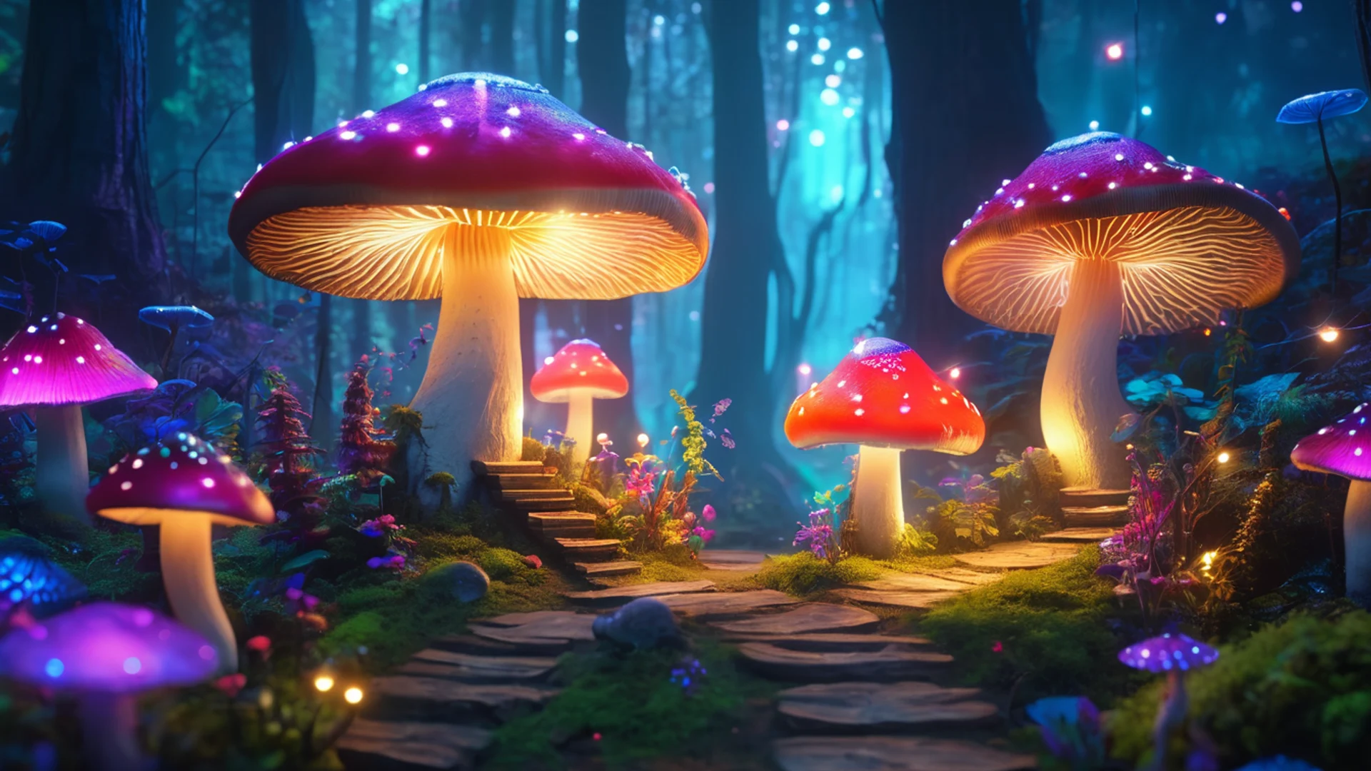 Enchanted Mushroom Forest - free hd fantasy wallpaper for desktop