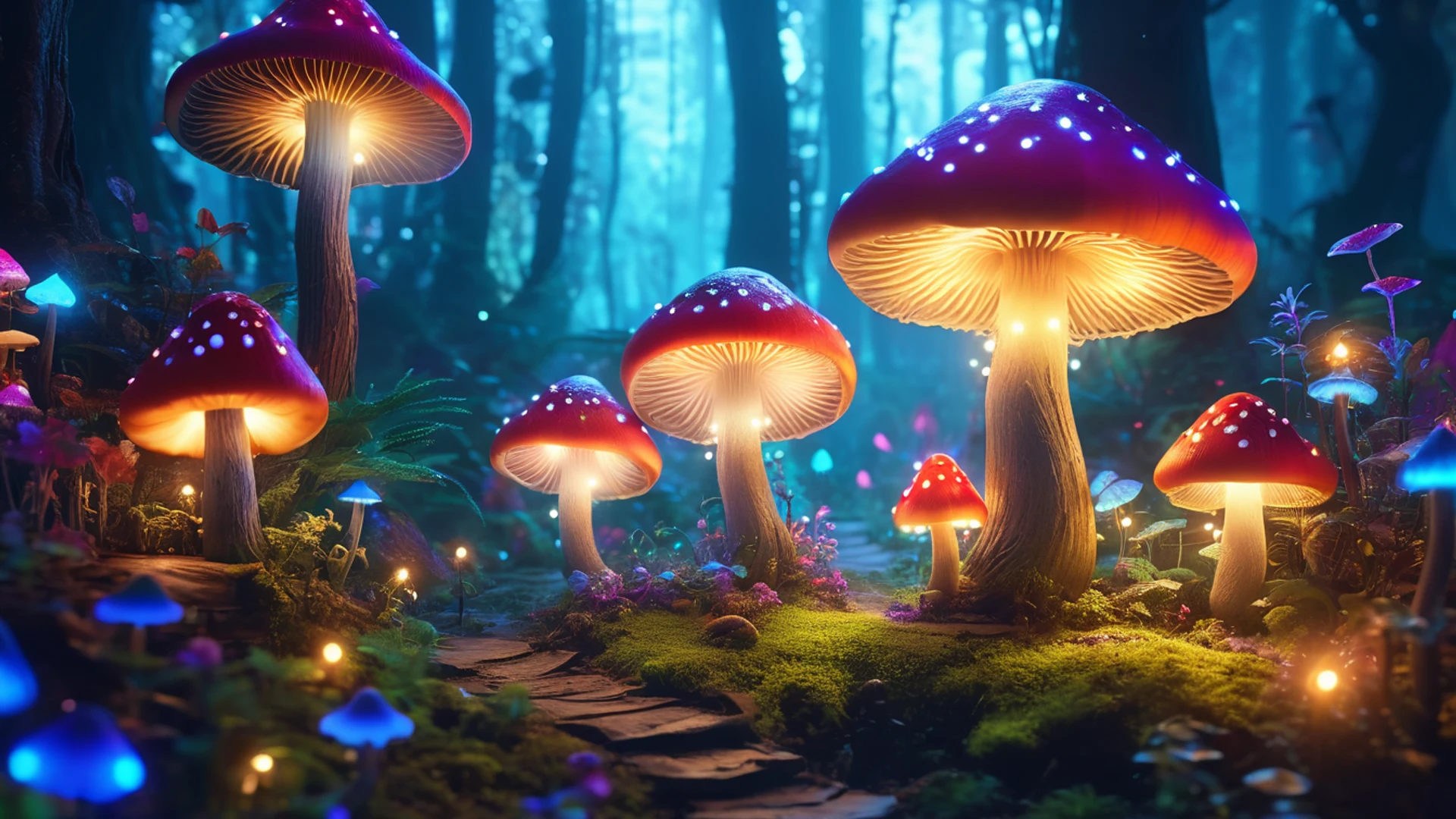 Enchanted Mushroom Forest - free hd fantasy wallpaper for desktop
