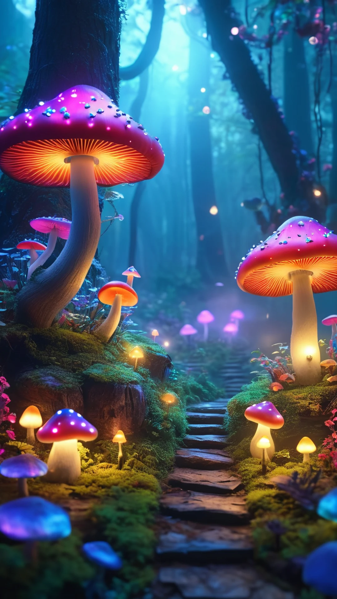Enchanted Mushroom Forest - free Phone fantasy wallpaper for phone